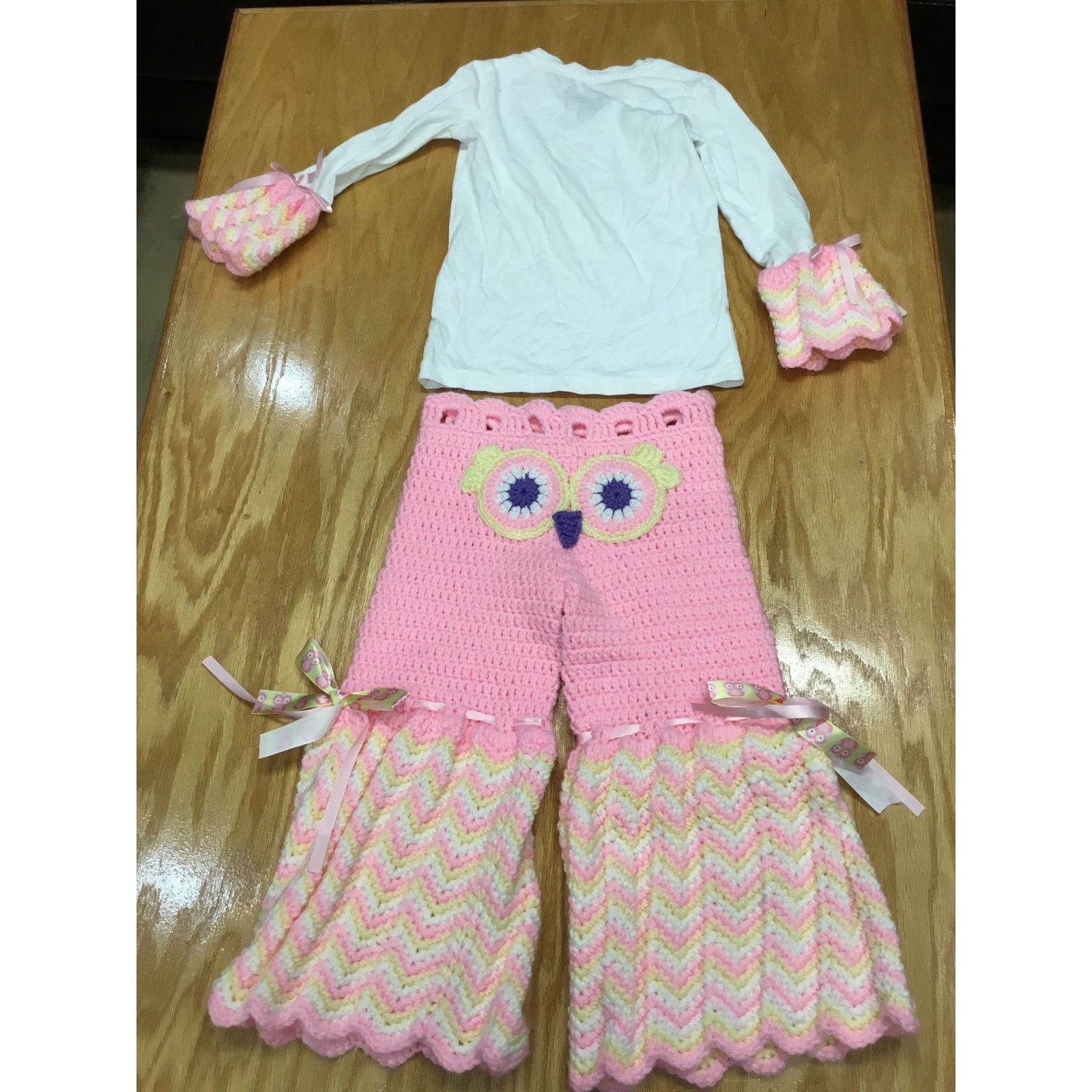 Faded Glory Faded Glory Pants Shirt 2-Piece Set Girls XS (4-5) Pink Knit Size XS / US 0-2 / IT 36-38 - 8 Thumbnail