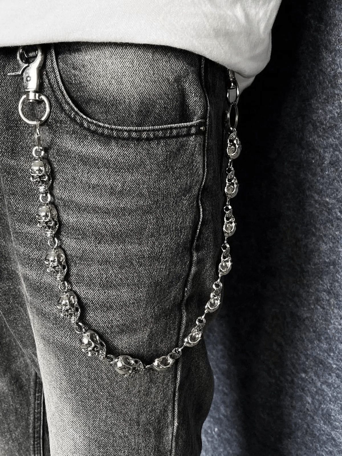 Jewelry Metal Big Skull Wallet Chain, Pants Chain Size ONE SIZE - 5 Thumbnail