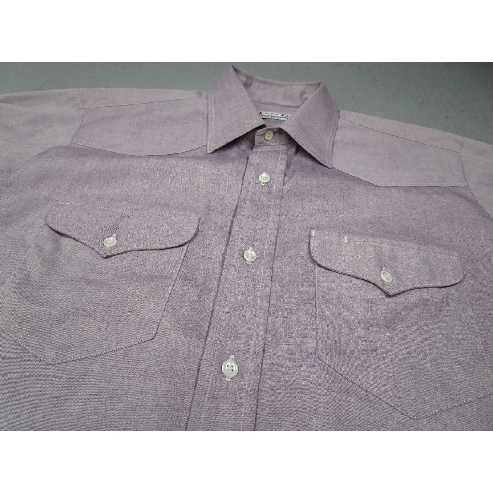 Vintage VINTAGE H Bar C Shirt Mens 16 33 Purple Button Up Rancher Yoke Made in USA Size US L / EU 52-54 / 3 - 2 Thumbnail