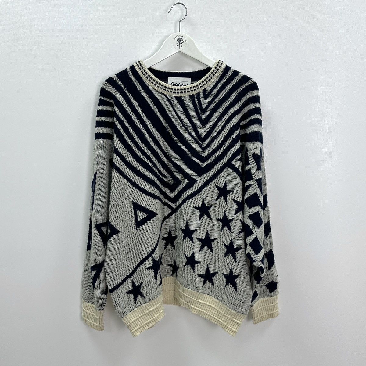 Vintage Vintage 90s Carlo Colucci knitted sweater Stars abstract y2k Size US L / EU 52-54 / 3 - 1 Thumbnail