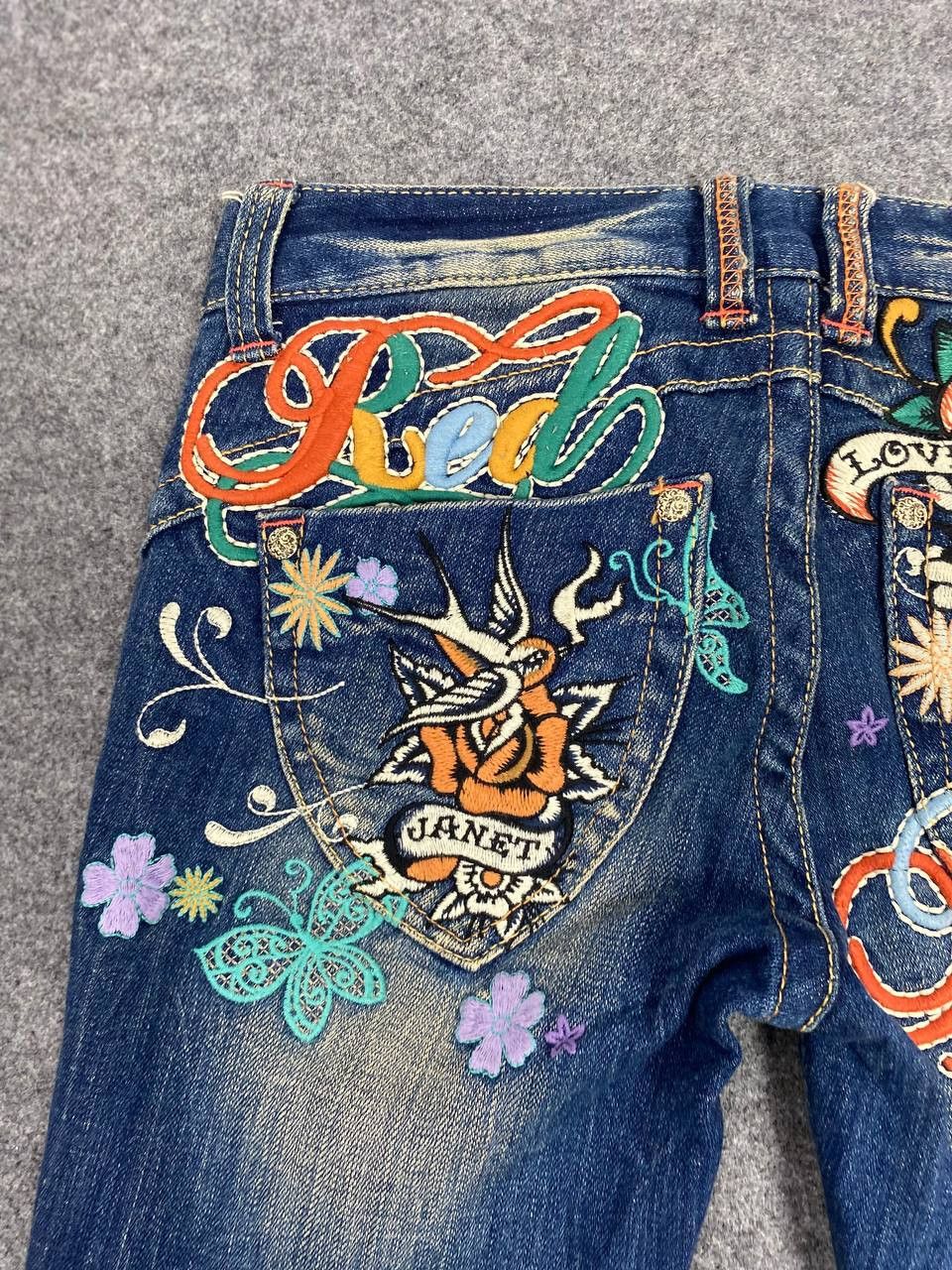 Ed Hardy red pepper x ed hardy bootcut flare denim nice design Size 32" / US 10 / IT 46 - 6 Thumbnail