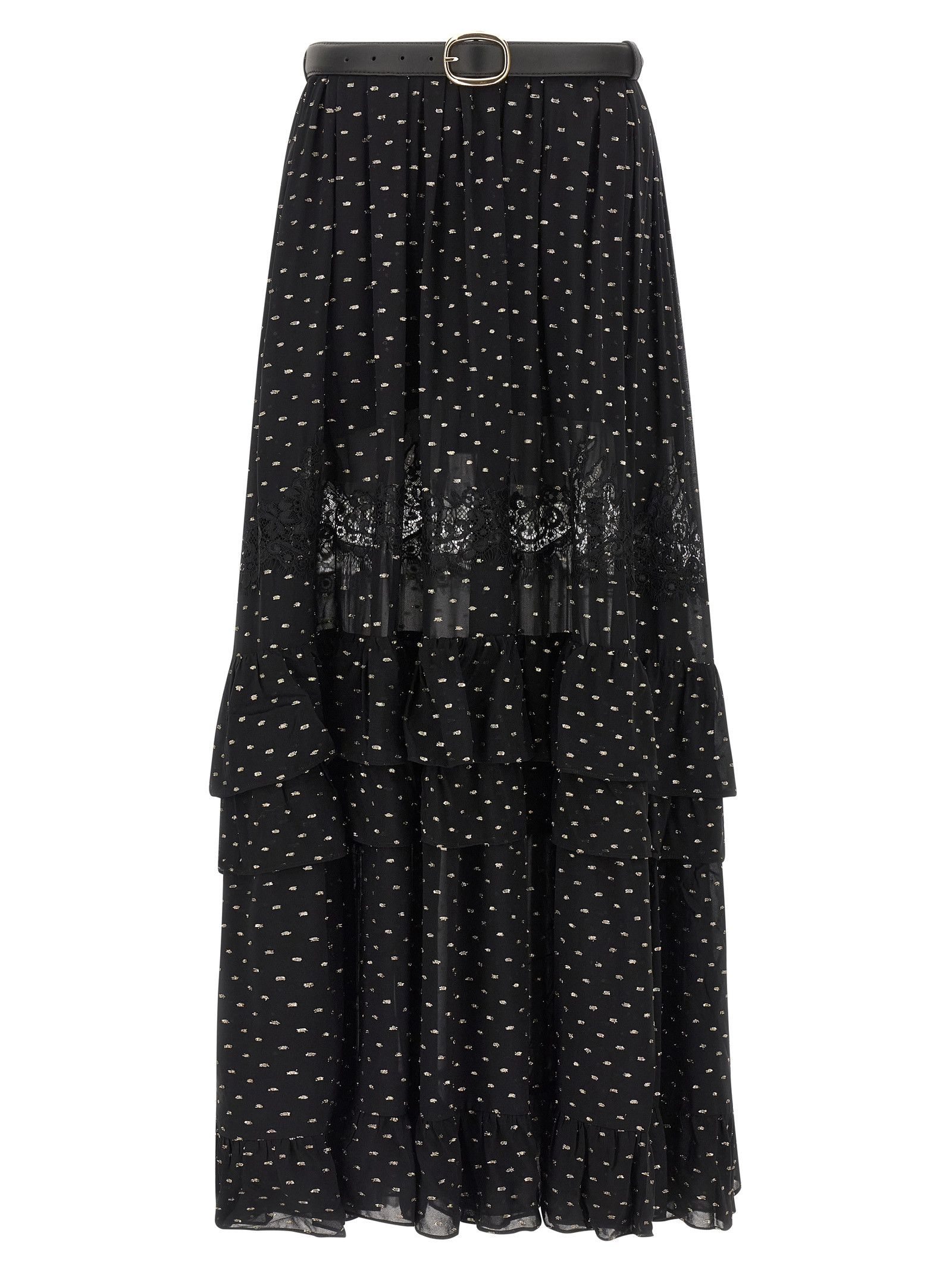 Self-Portrait 'Black And Gold Chiffon Lace Maxi' skirt Size 30" / US 8 / IT 44 - 1 Thumbnail