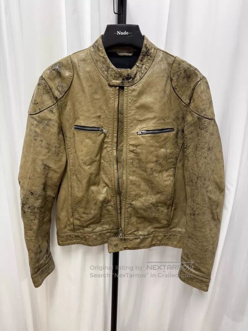Maison Margiela Maison Margiela Leather Brushed Cracked Effect Biker Jack Size US M / EU 48-50 / 2 - 1 Thumbnail