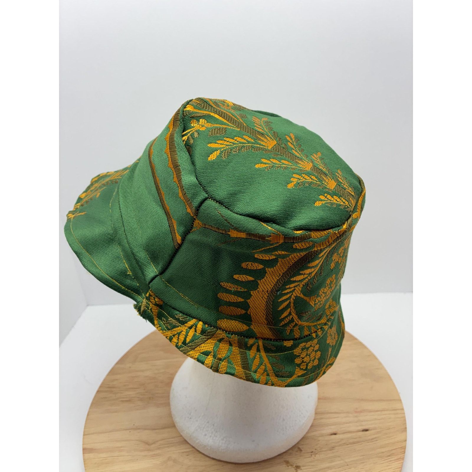 Other Upcycled Tapestry Bucket Hat – Forest Green & Gold Floral Size ONE SIZE - 5 Thumbnail
