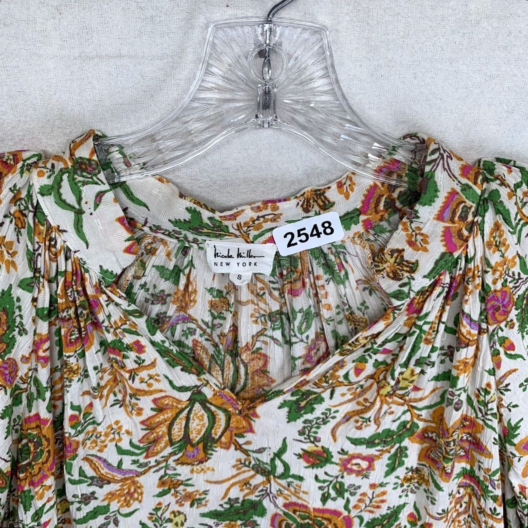 Nicole Miller VINTAGE Nicole Miller Women's Blouse S Floral Peasant Boho V Neck 3/4 Sleeve Rayon Size S / US 4 / IT 40 - 4 Thumbnail