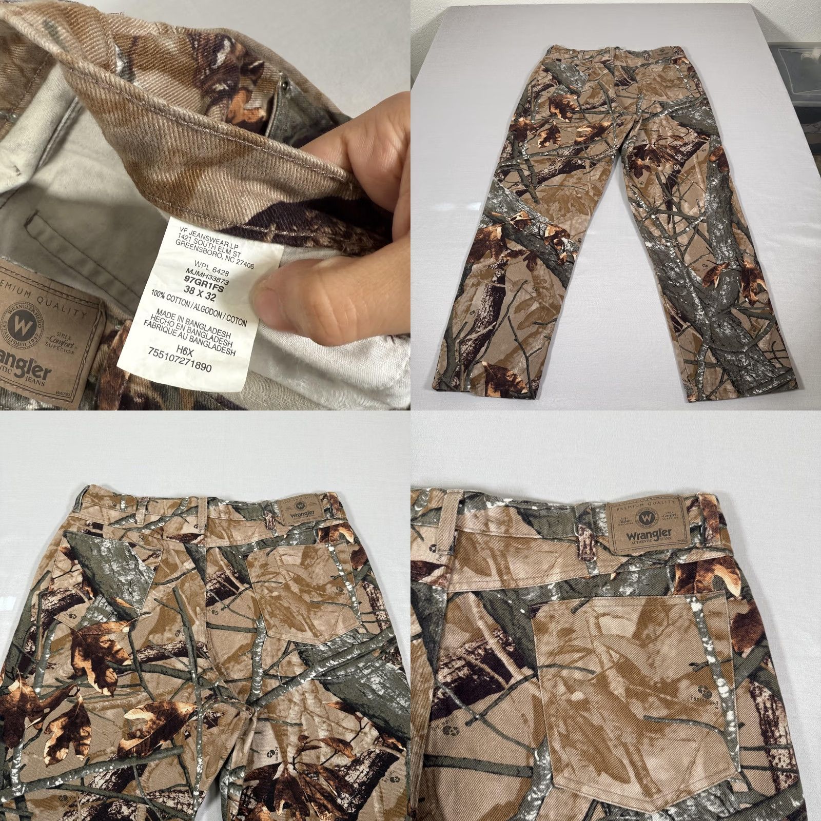 Wrangler Wrangler Jeans Mens 38x32 Camouflage Denim Straight Leg 5-Pocket Brown Green 3D Camo Hunting Authentic Jeans Mens Regular Size 38x32 Size US 38 / EU 54 - 9 Thumbnail