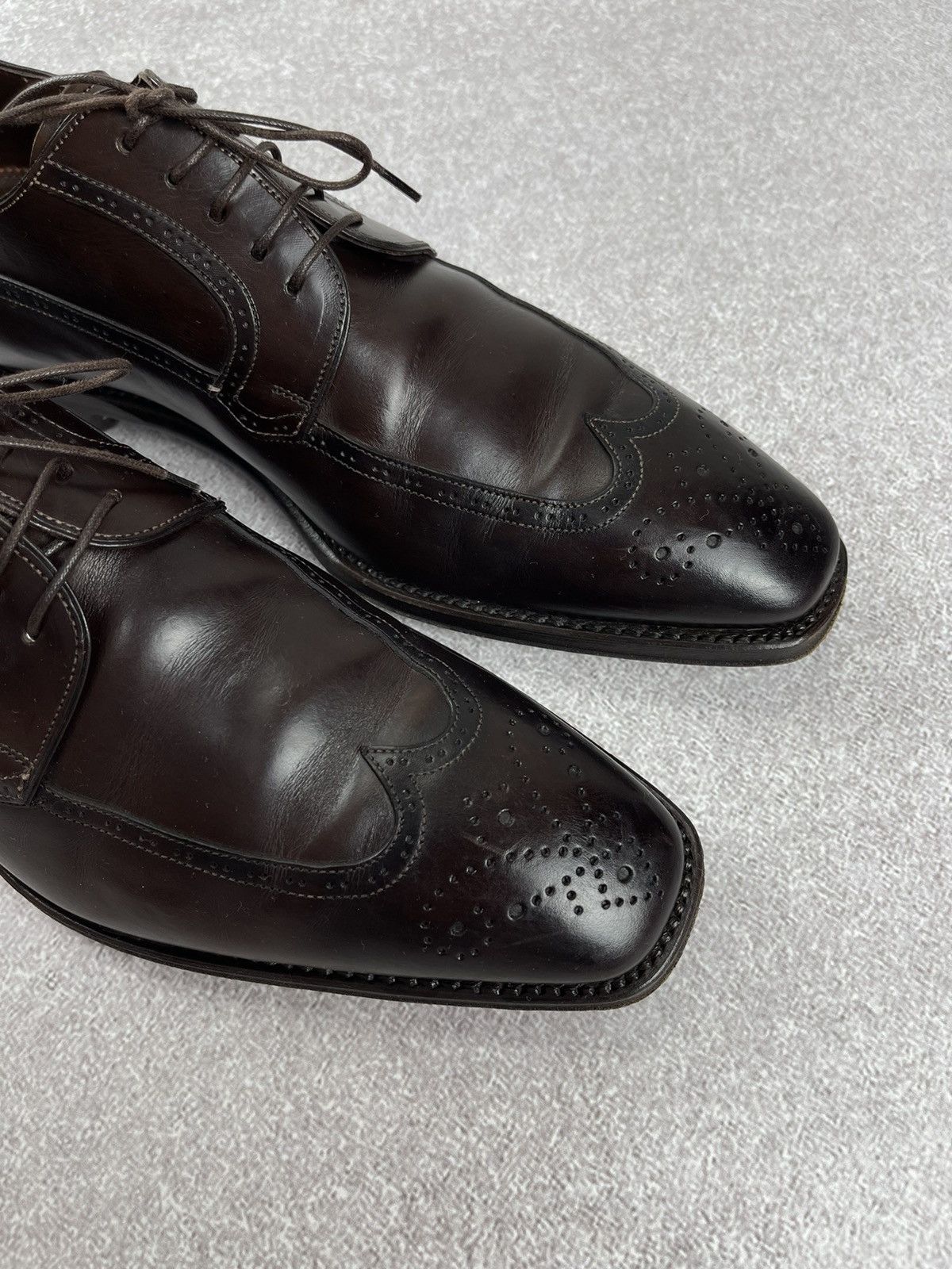 Santoni Santoni Brogue Brown Leather Men’s Shoes Size US 9.5 Size US 9.5 / EU 42-43 - 6 Thumbnail