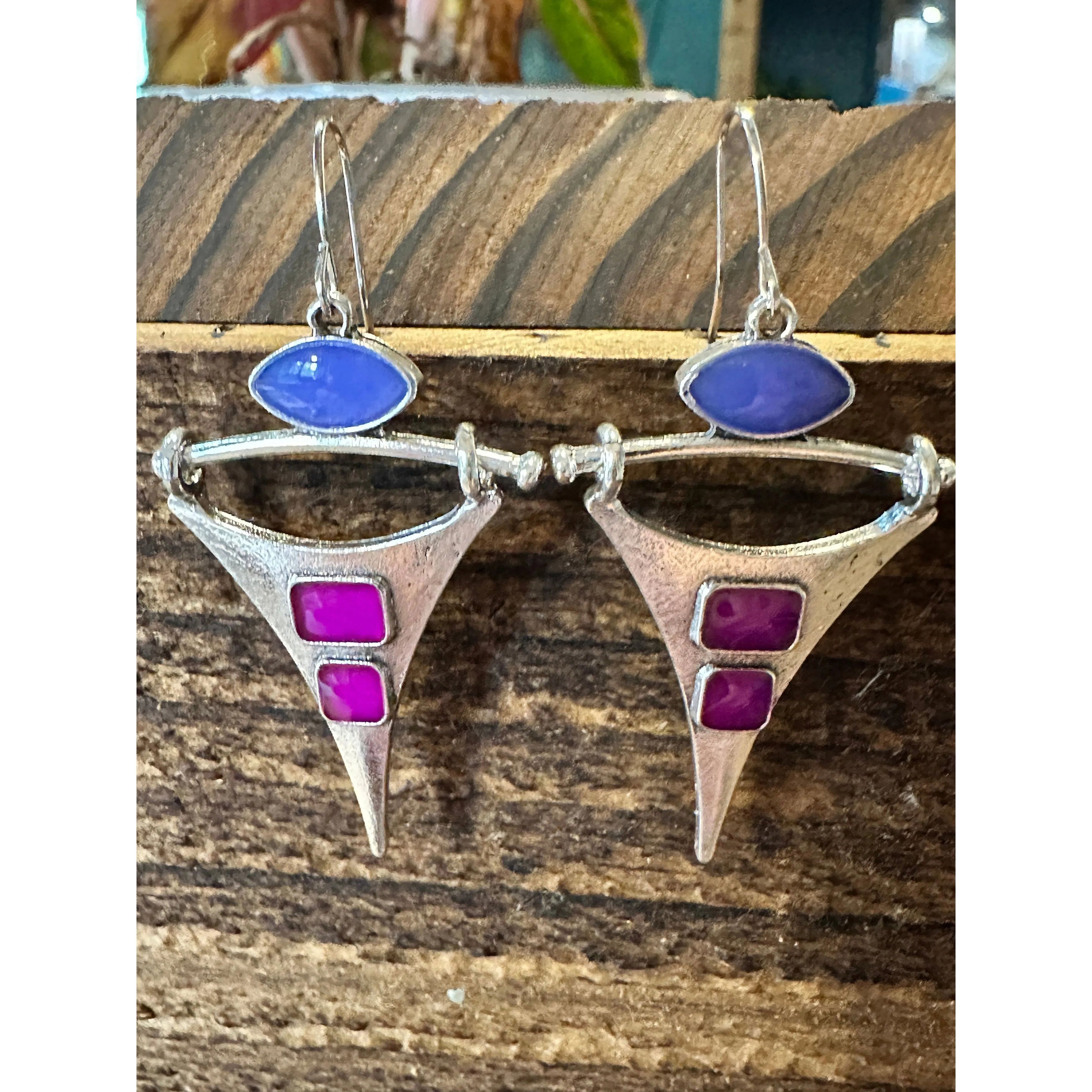 Other Boho Hippie Western Delicate Pointed Silver Purple Drop Wire Size ONE SIZE - 4 Thumbnail