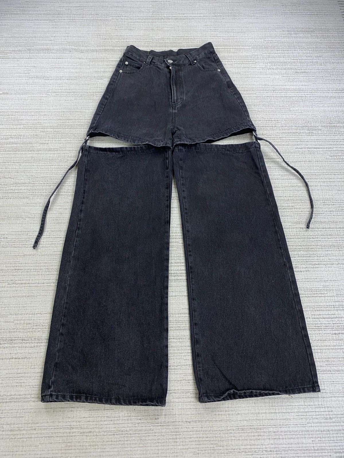 Vintage Chiko Detachable Wide-Leg Black Punk Denim Jeans