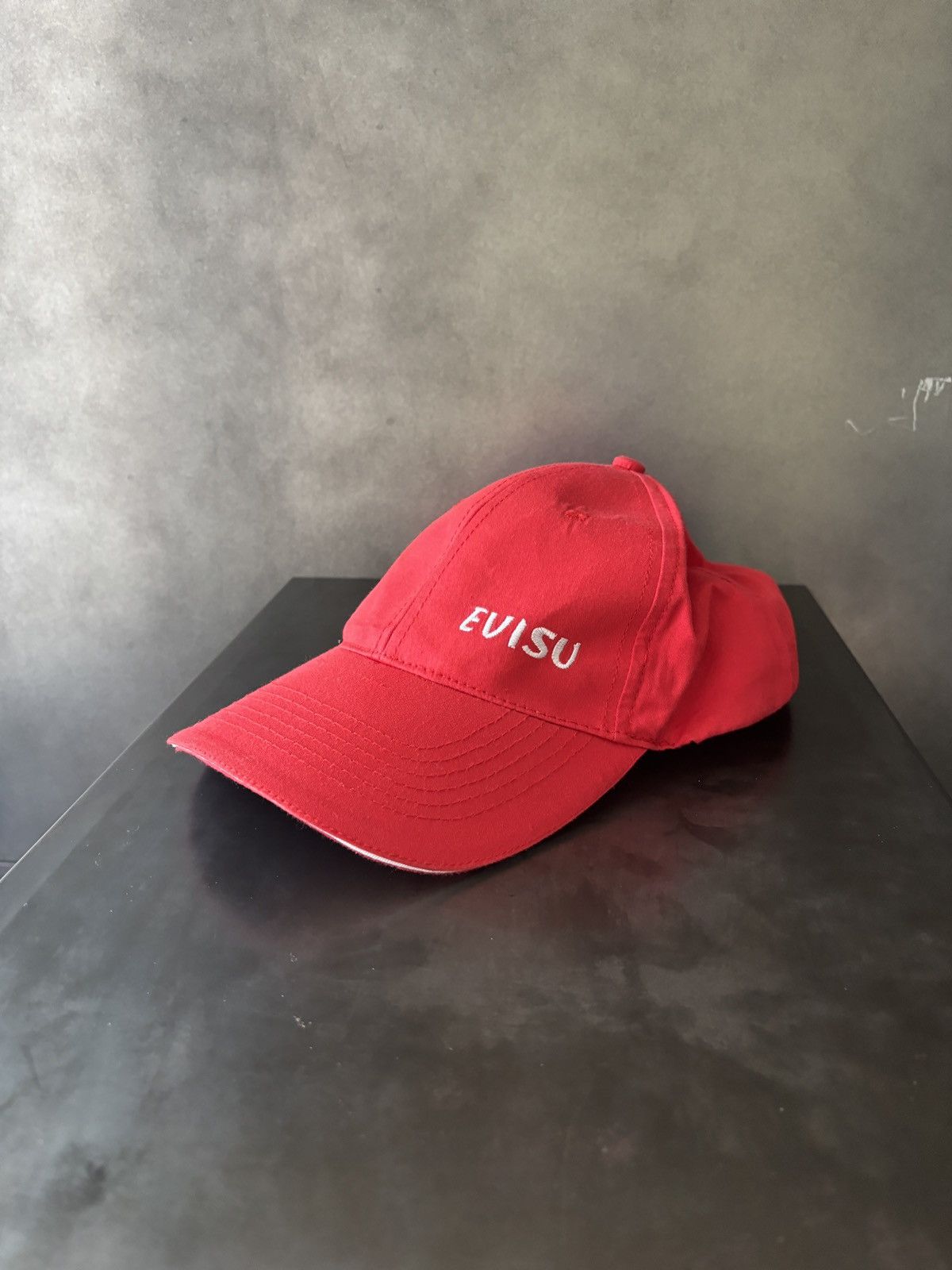 Vintage Vintage Evisu Style Hat Custom 2000s Baseball Cap Velcro Red Size ONE SIZE - 1 Thumbnail