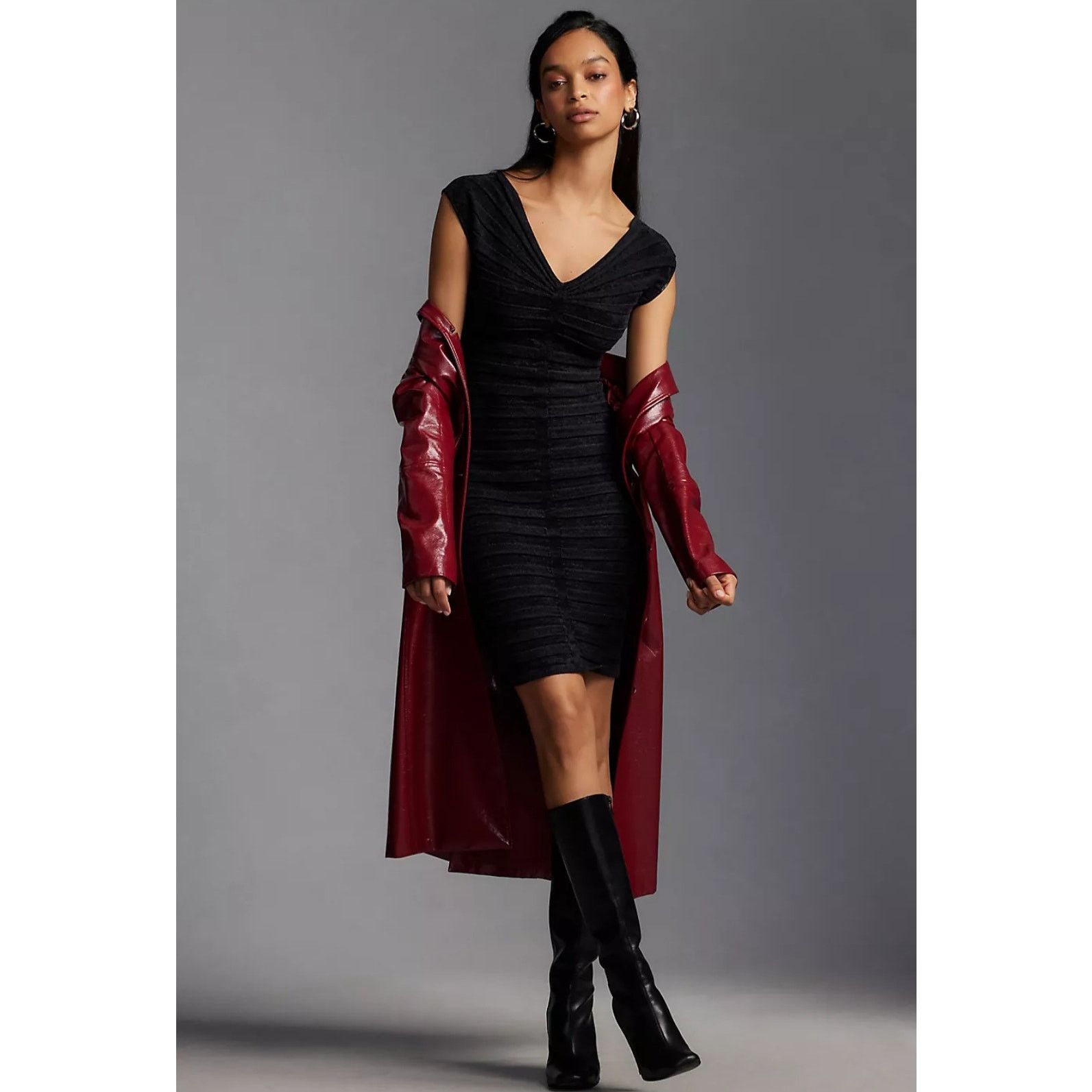 Anthropologie NWT By Anthropologie V-Neck Chenille Midi Dress $248 X-SMALL Size XS / US 0-2 / IT 36-38 - 2 Thumbnail
