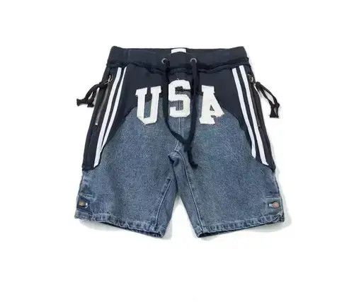 20SS Indigo Union Japan Navy Denim Patchwork USA Shorts