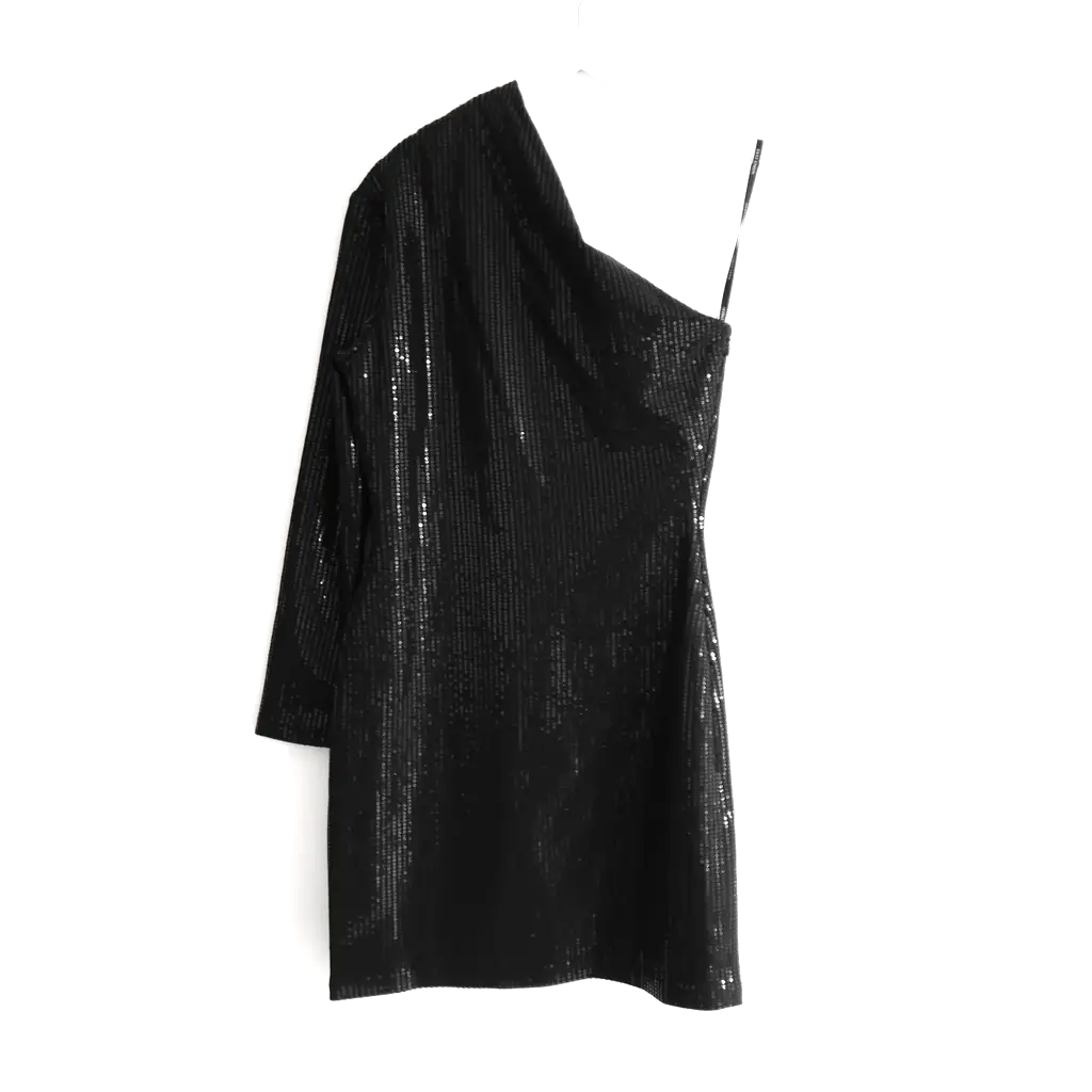 Solace London Solace London Zuri Black Sequin One Shoulder Mini Dress Size M / US 6-8 / IT 42-44 - 4 Thumbnail