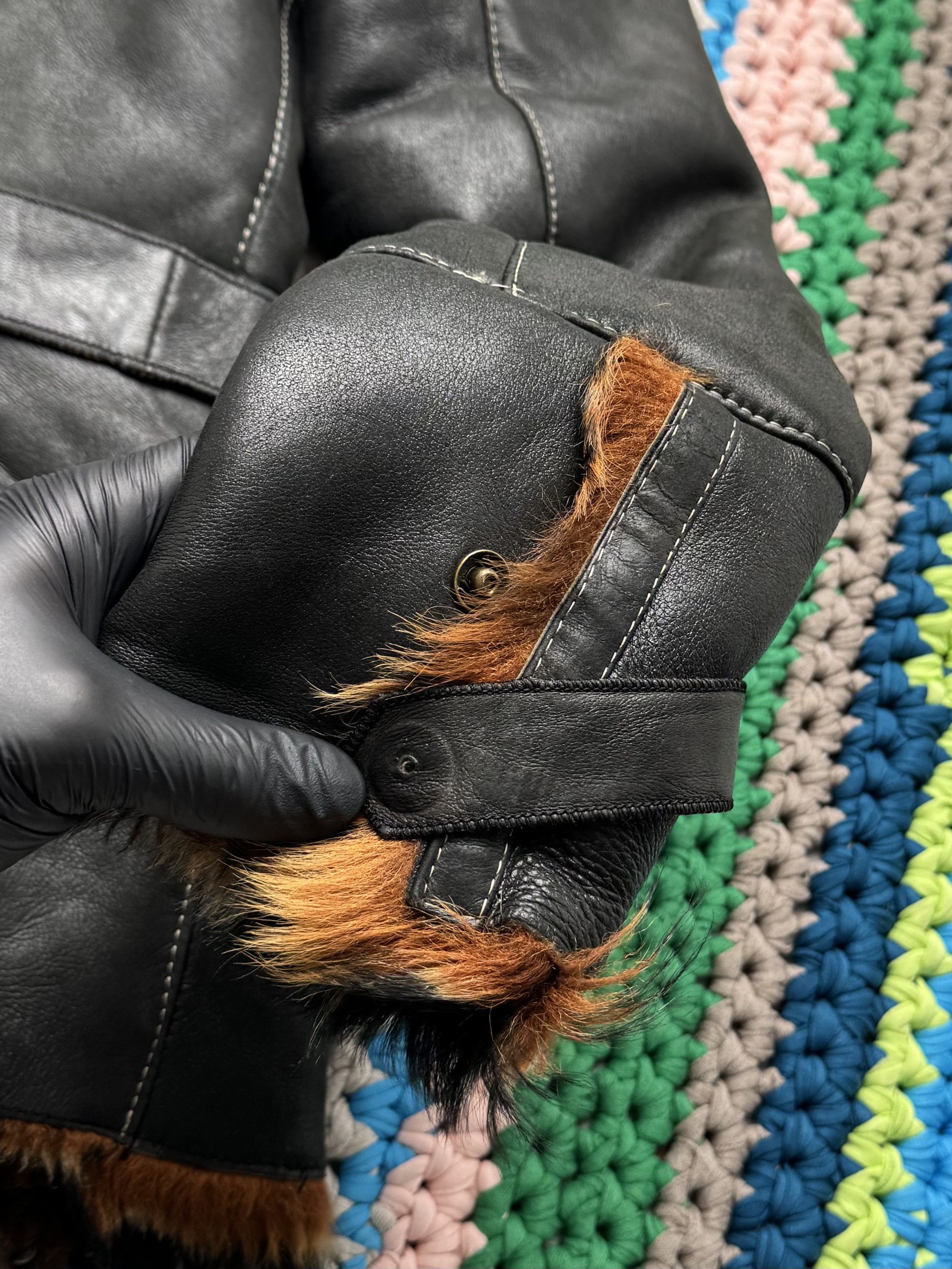 Vintage Vintage Sheepskin Jacket Belted Y2K Moto Biker Coat (ET1) Size S / US 4 / IT 40 - 18 Thumbnail
