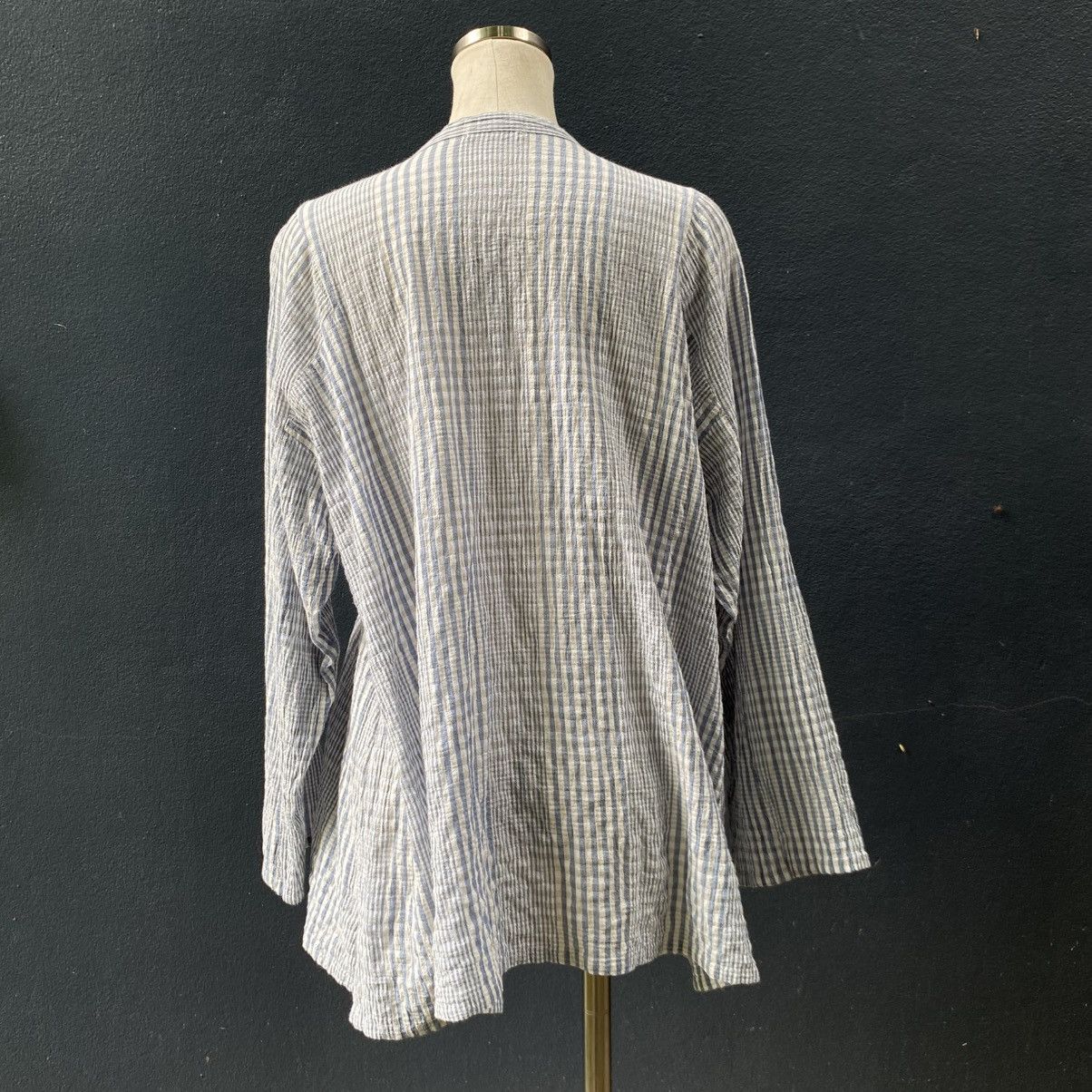 Issey Miyake Plantation Blue Striped Cotton Tunic Top Size M / US 6-8 / IT 42-44 - 11 Thumbnail