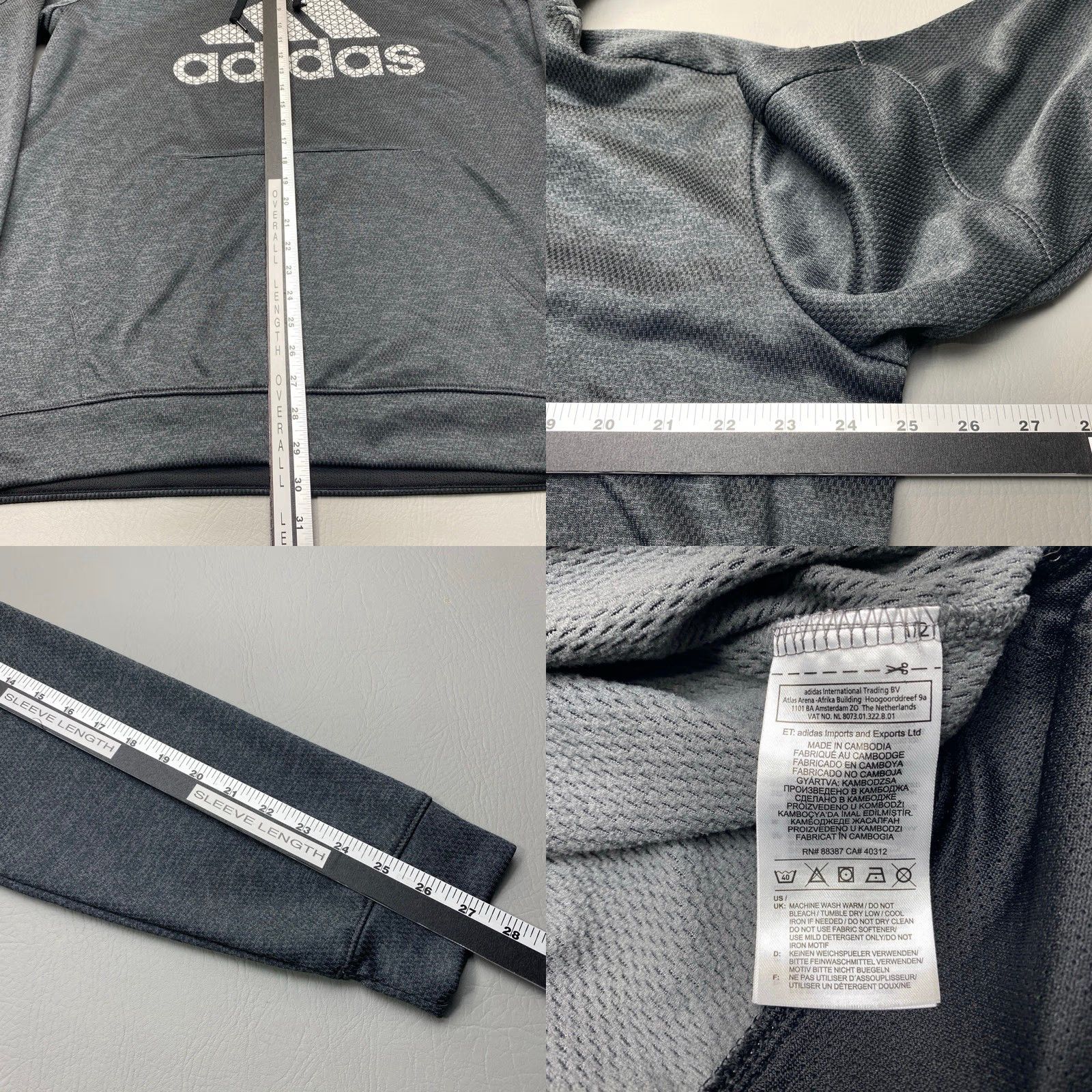 Adidas VINTAGE Adidas ClimaWarm Gray Hoodie XL Grid Logo Pullover Sweatshirt Drawstring 8144 Size US XL / EU 56 / 4 - 8 Thumbnail