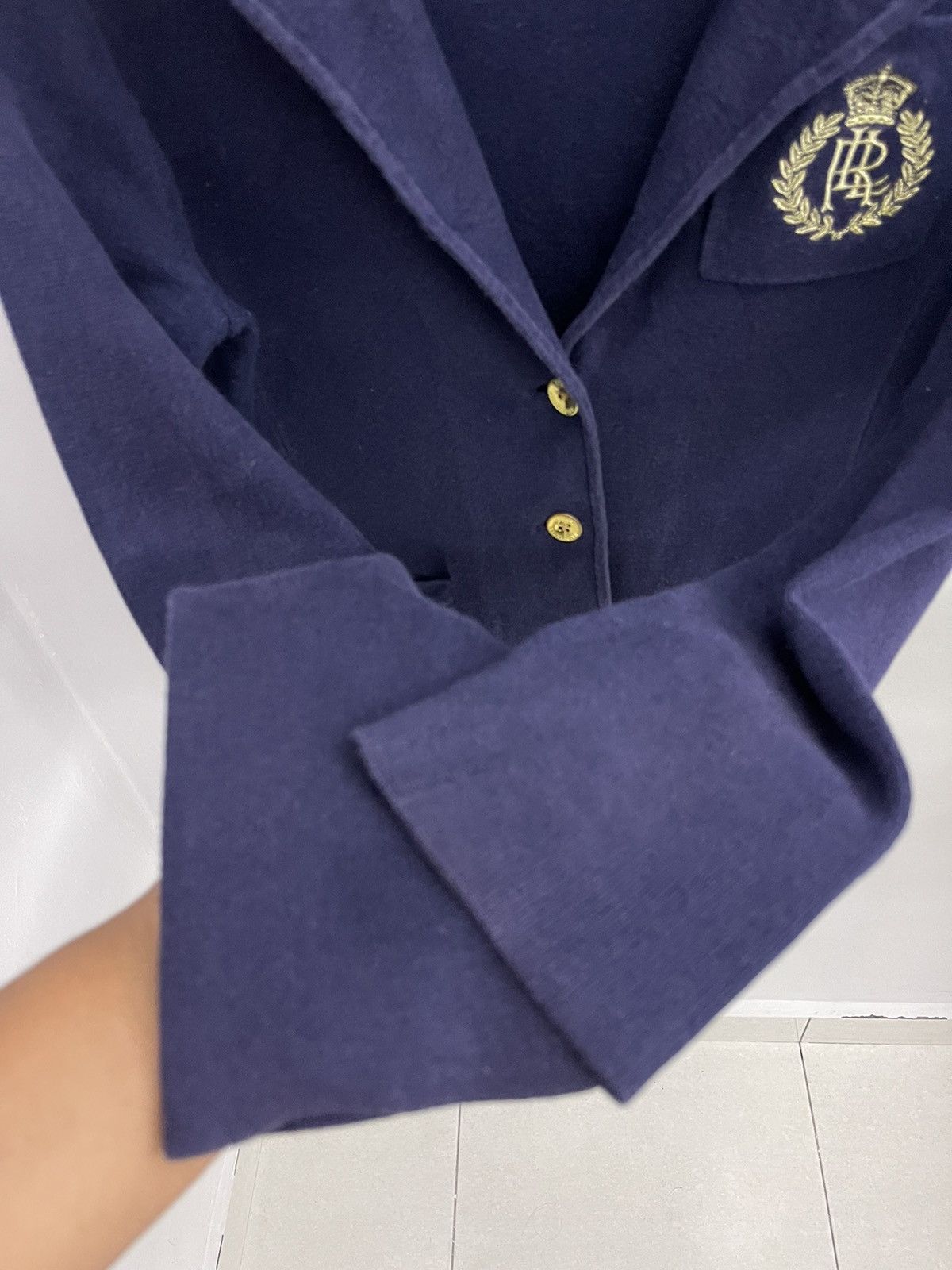 Polo Ralph Lauren Ralph Lauren Navy Knit Crest Blazer - Gold Bullion Patch Size S / US 4 / IT 40 - 7 Thumbnail