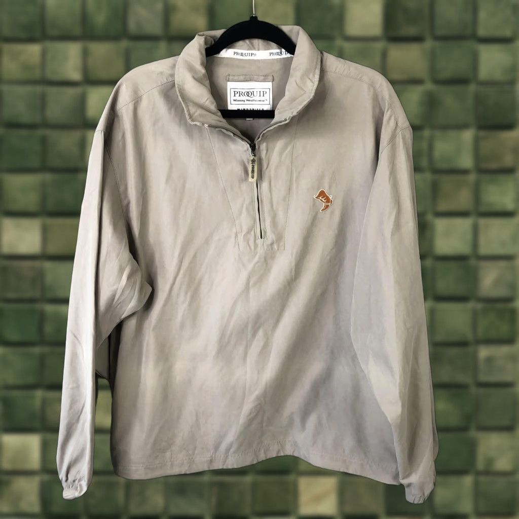 Vintage ProQuip Windshield Windshirt Mens L Khaki Windbreaker Quarter Zip Jacket Pullover Golf Size US L / EU 52-54 / 3 - 1 Thumbnail