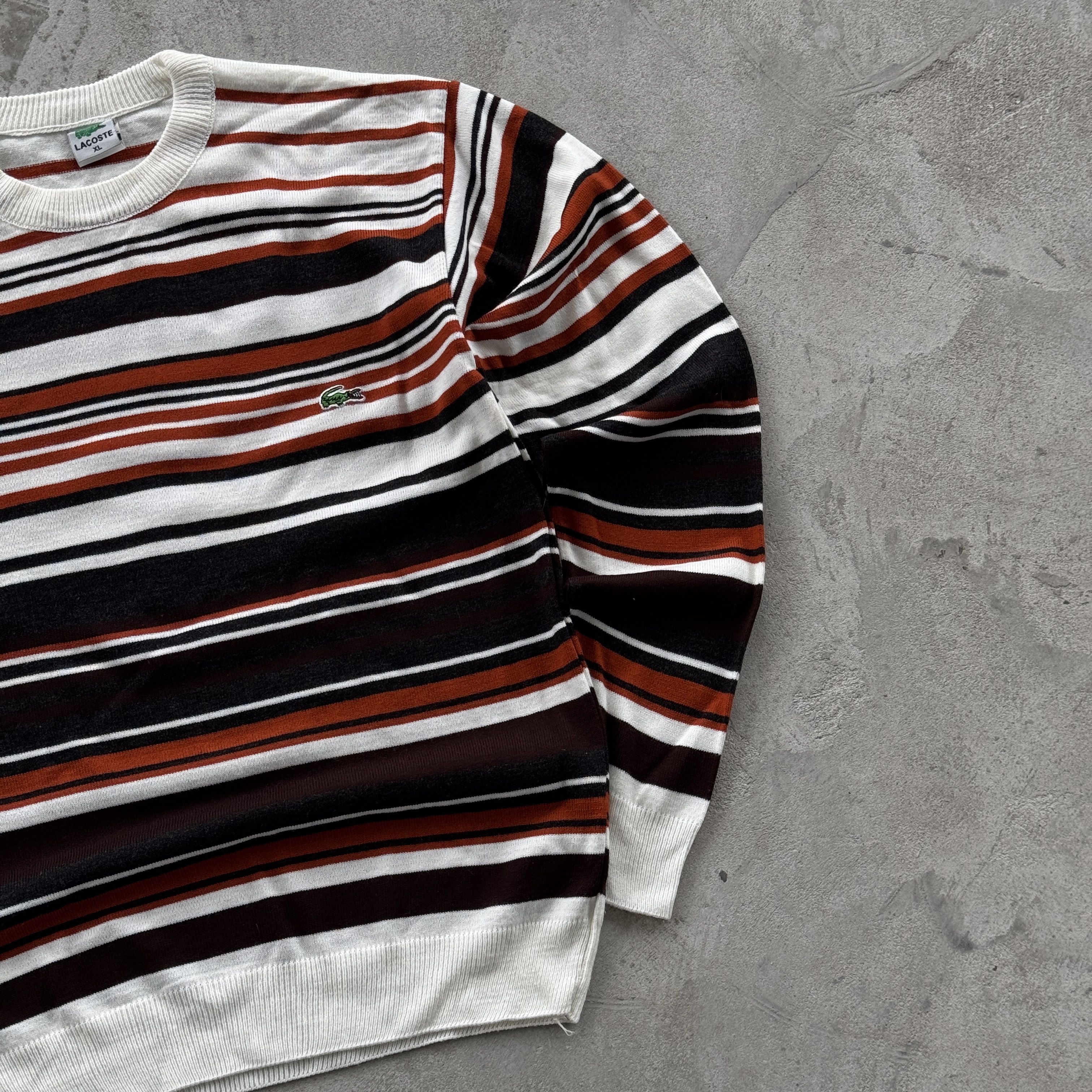 Lacoste Vintage Lacoste Crewneck Striped Sweater Size US XL / EU 56 / 4 - 2 Thumbnail