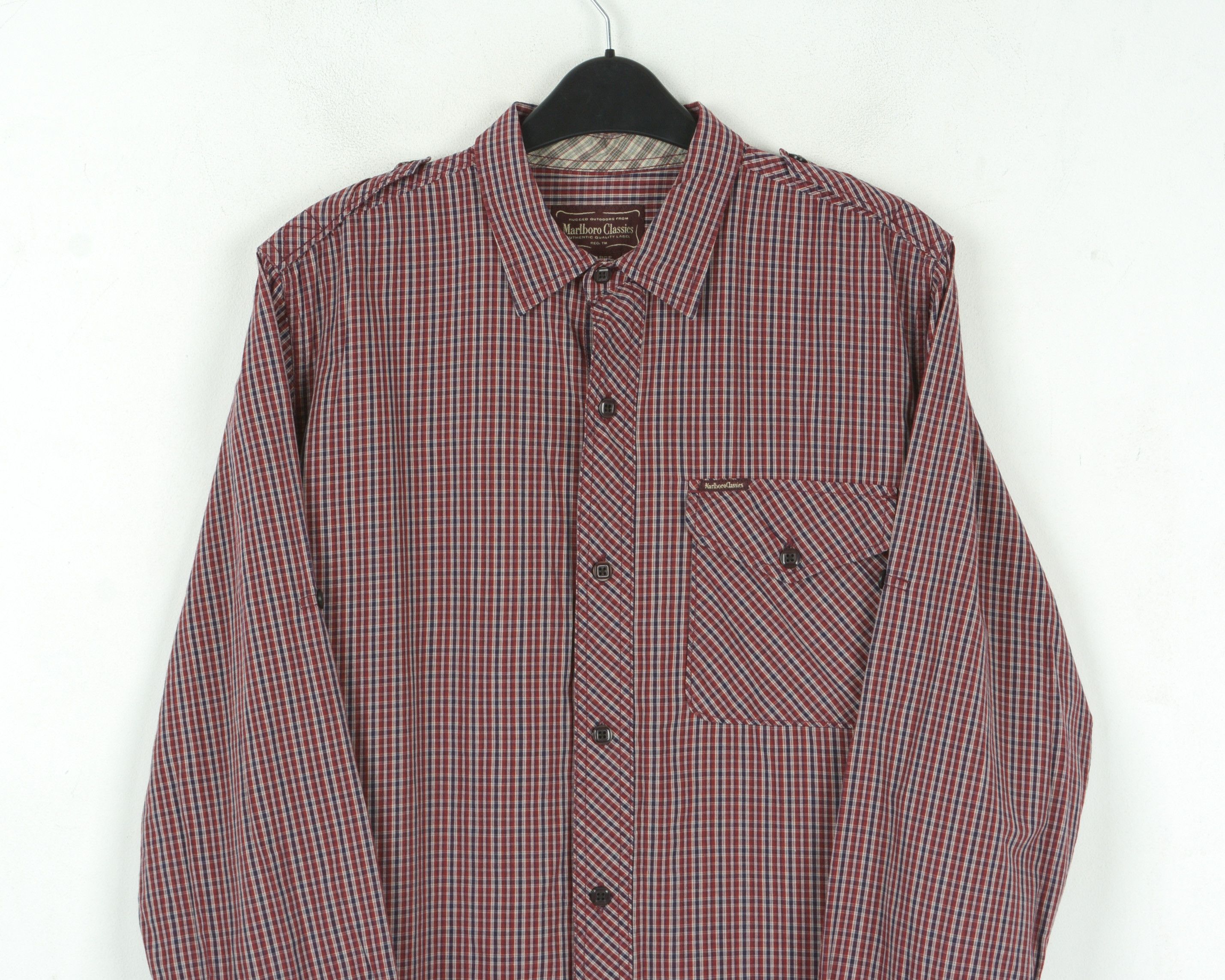 Marlboro MARLBORO CLASSICS Shirt Check Plaid Cotton Long Sleeved Size US L / EU 52-54 / 3 - 2 Thumbnail