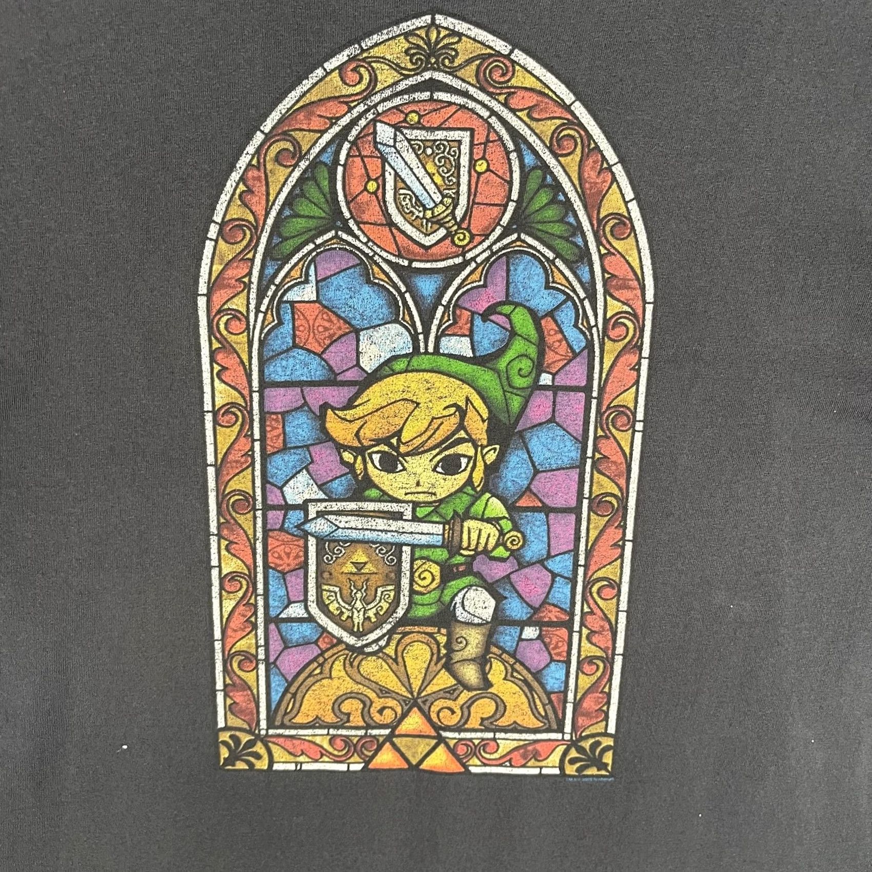 Delta Delta Pro Weight Shirt Mens XL Black Zelda Link Stained Glass Graphic Tee Size US XL / EU 56 / 4 - 3 Thumbnail
