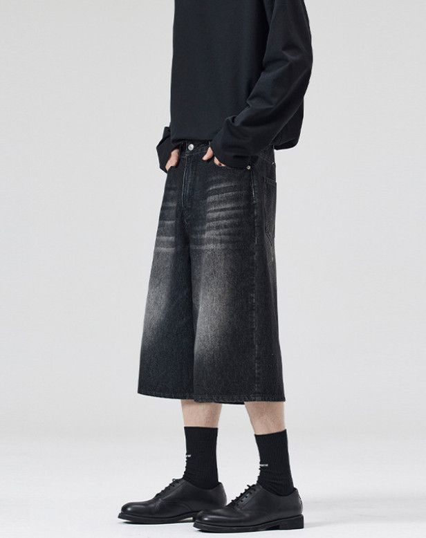 Japanese Brand Men's wide-leg loose American baggy denim shorts Size US 32 / EU 48 - 2 Thumbnail