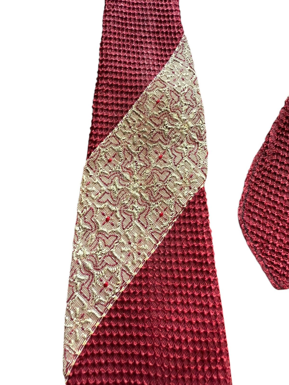 Other Vintage Japanese Tie – Textural Weave & Gold Diagonal Panel Size ONE SIZE - 2 Thumbnail