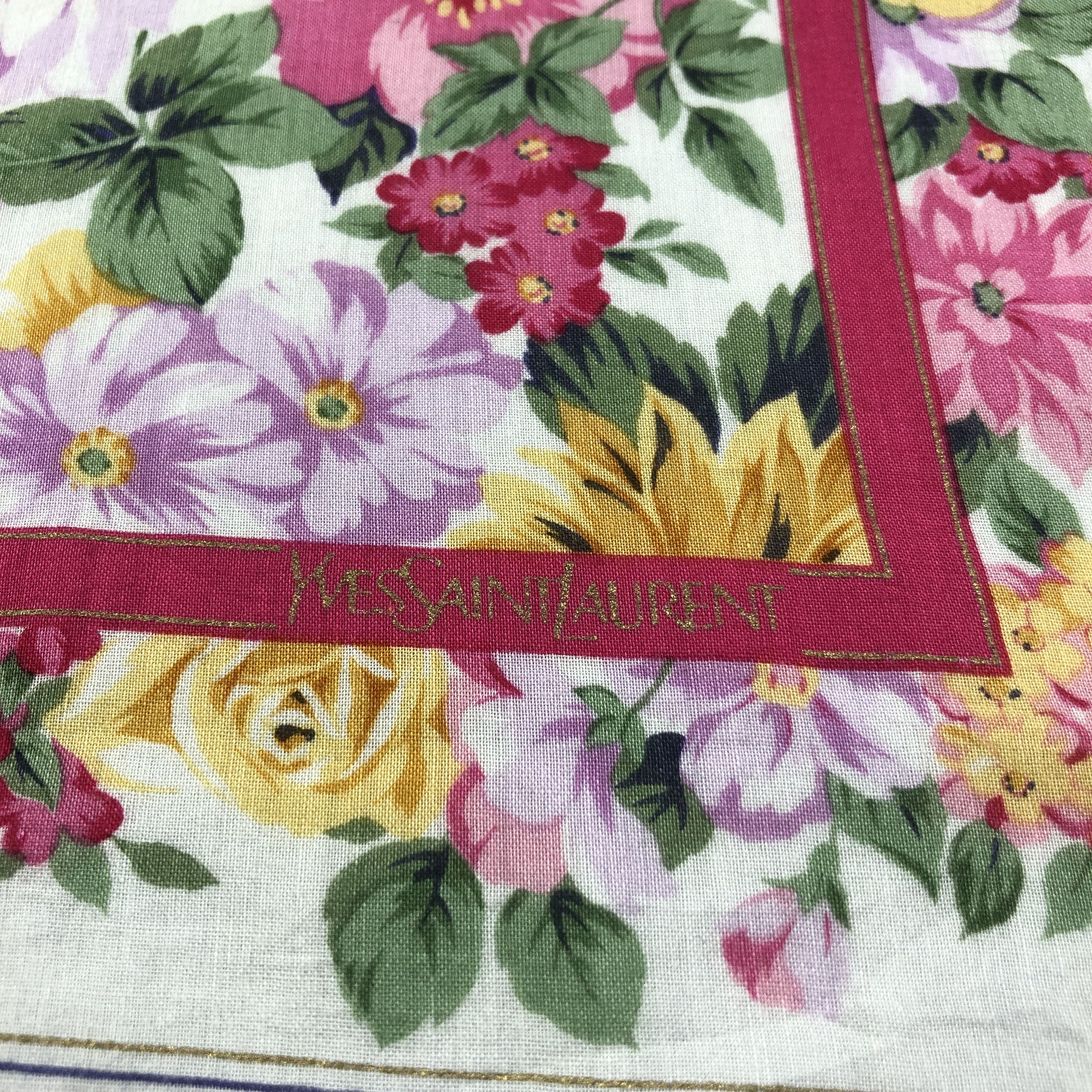 Yves Saint Laurent YSL Floral Handkerchief Neckerchief Bandana H1517 Size ONE SIZE - 4 Thumbnail