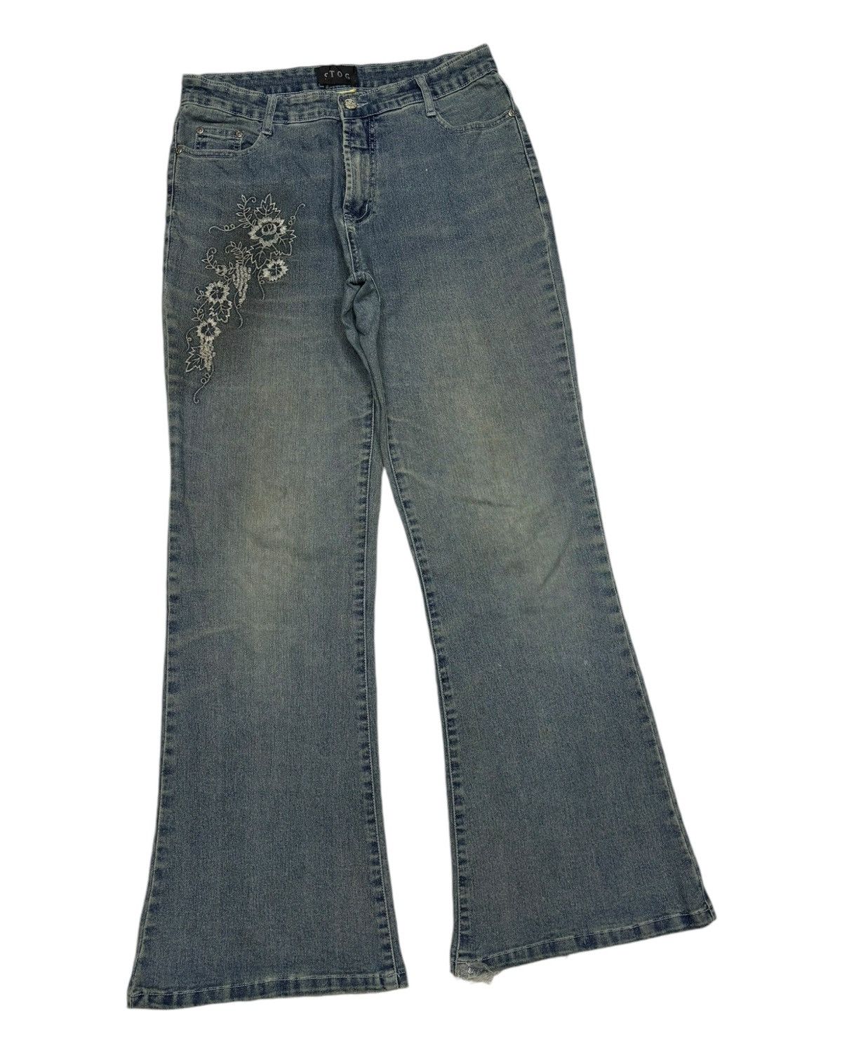 If Six Was Nine Vintage Stog Flare Jeans Flower Embroidery Denim Size US 30 / EU 46 - 5 Thumbnail