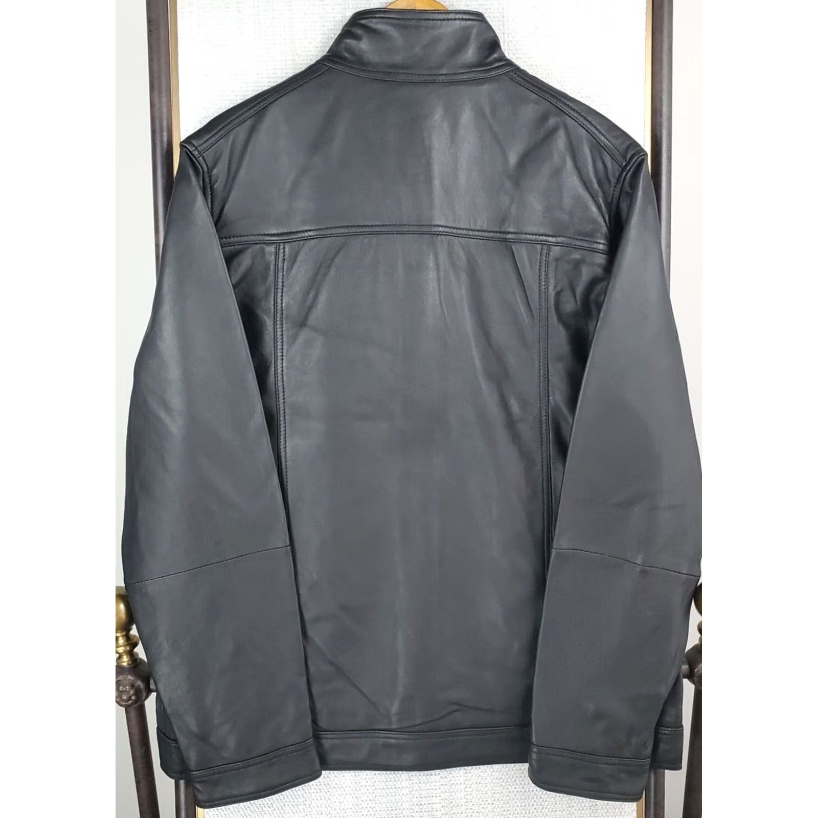 Rodd & Gunn RODD & GUNN Trucker Jacket Mens 2XL Leather Black Full Zip 100% Calfskin Stand-Up Collar Motorcycle Style Size US XXL / EU 58 / 5 - 7 Thumbnail