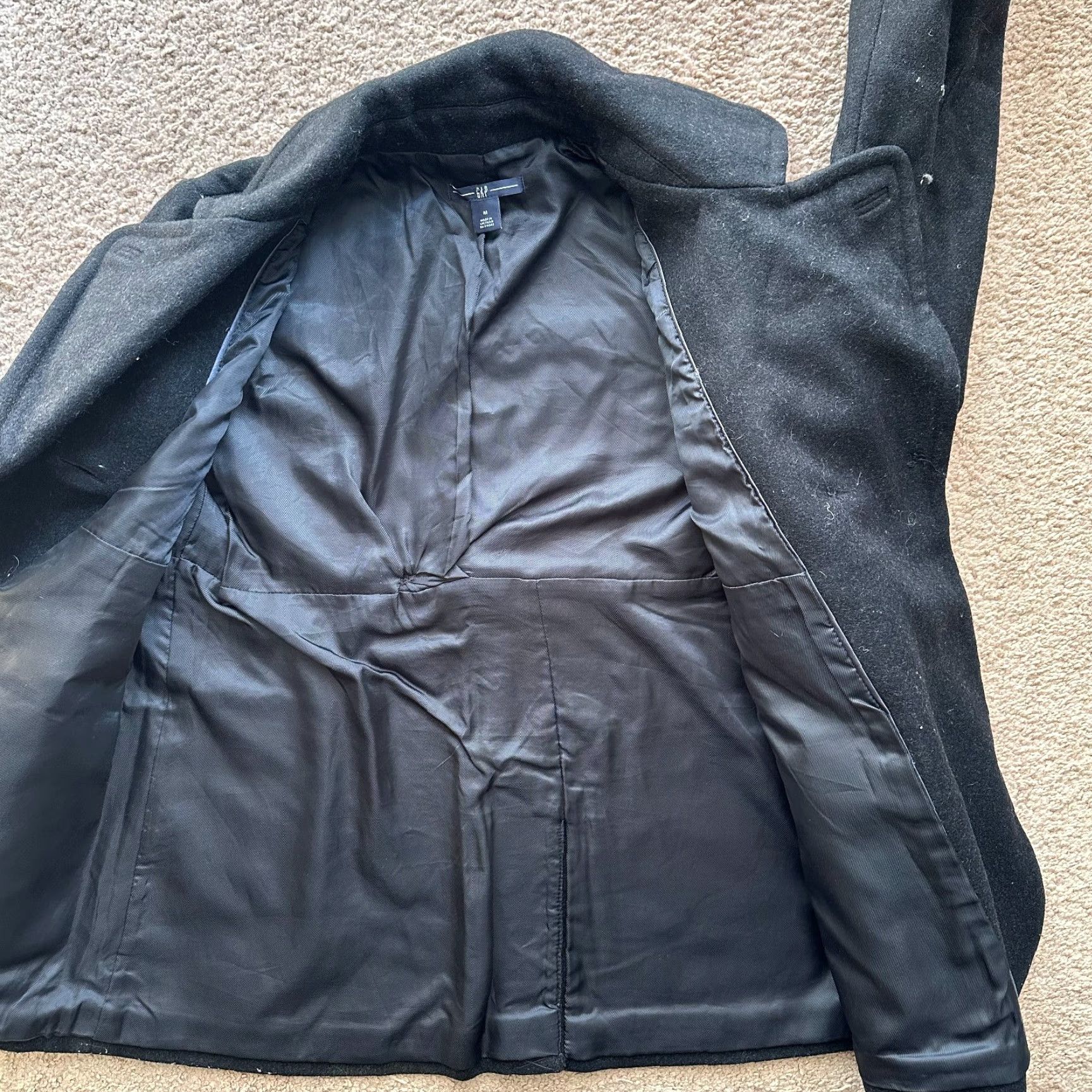 Gap GAP Pea Coat Womens Medium Wool Blend Notch Dark Grey Coat Size M / US 6-8 / IT 42-44 - 3 Thumbnail