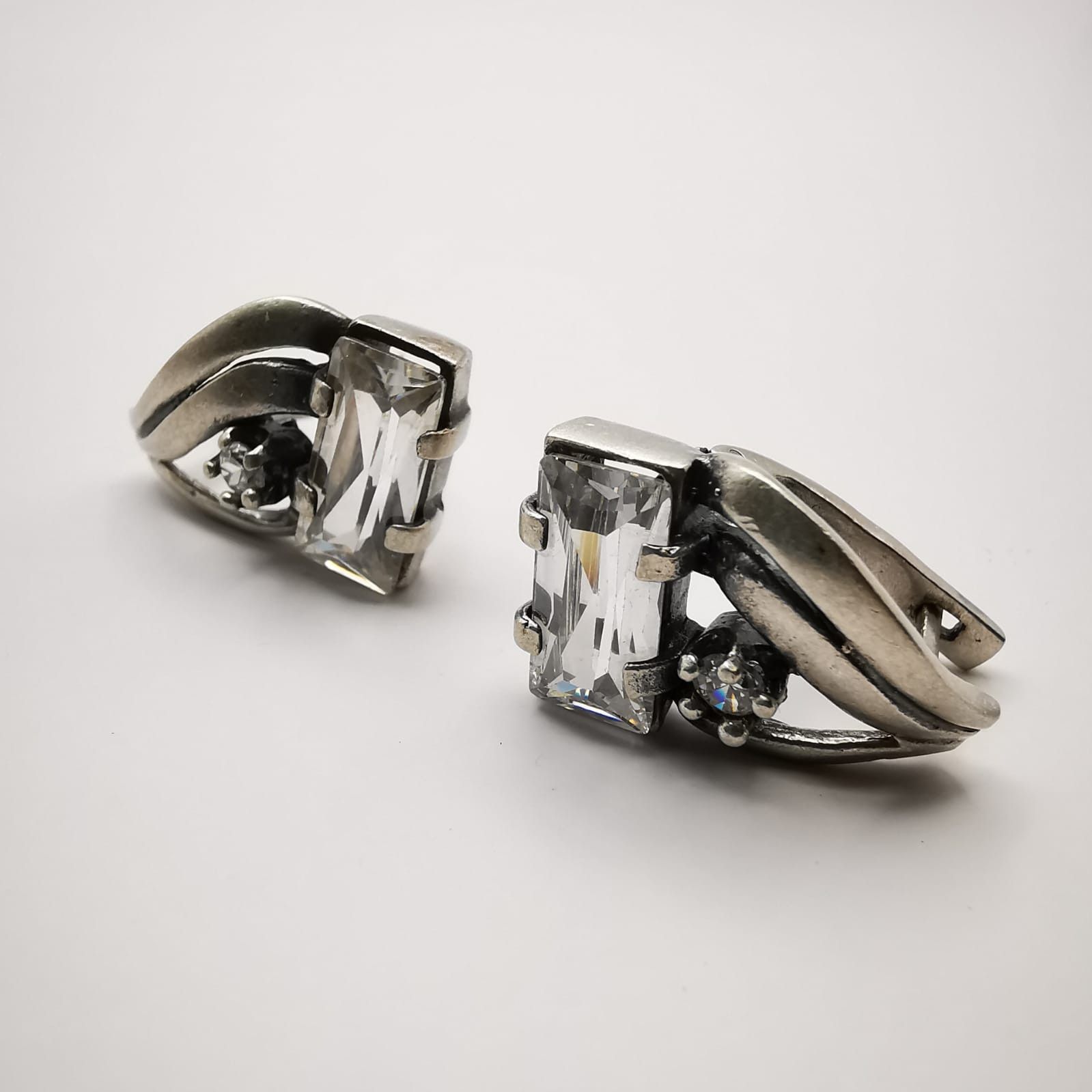 Sterling Silver × Vintage Vintage 925 Sterling Silver Earrings Cubic Zirconia 9 g Size ONE SIZE - 1 Thumbnail