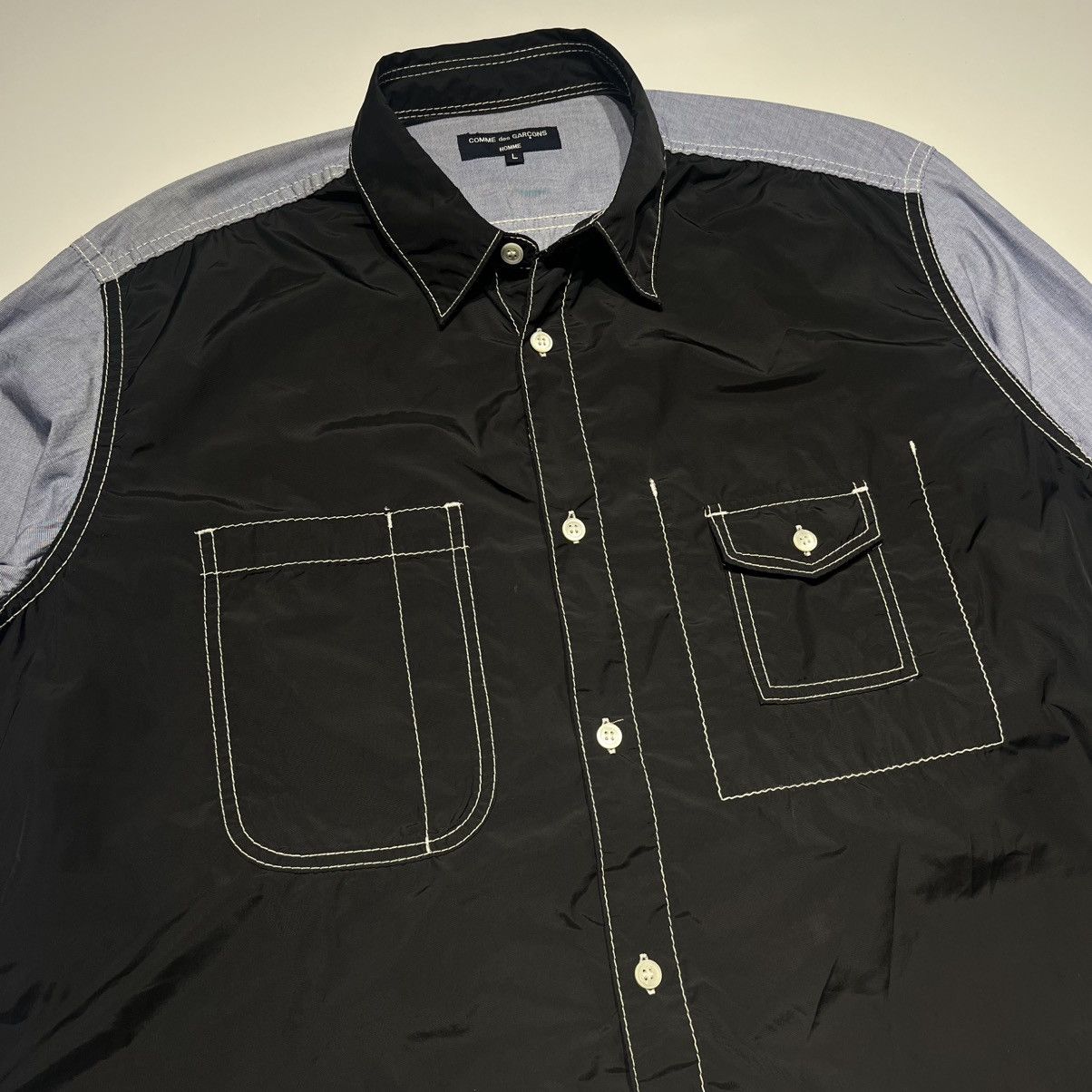 Comme des Garcons Homme Comme des Garçons Homme AD2009 Contrast Panel Shirt Size US L / EU 52-54 / 3 - 3 Thumbnail