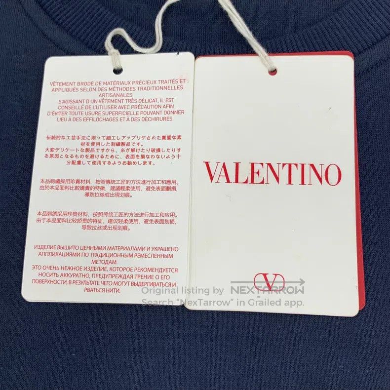 Valentino Valentino logo Wheat ear embroidered cotton crew neck long Size M / US 6-8 / IT 42-44 - 6 Thumbnail