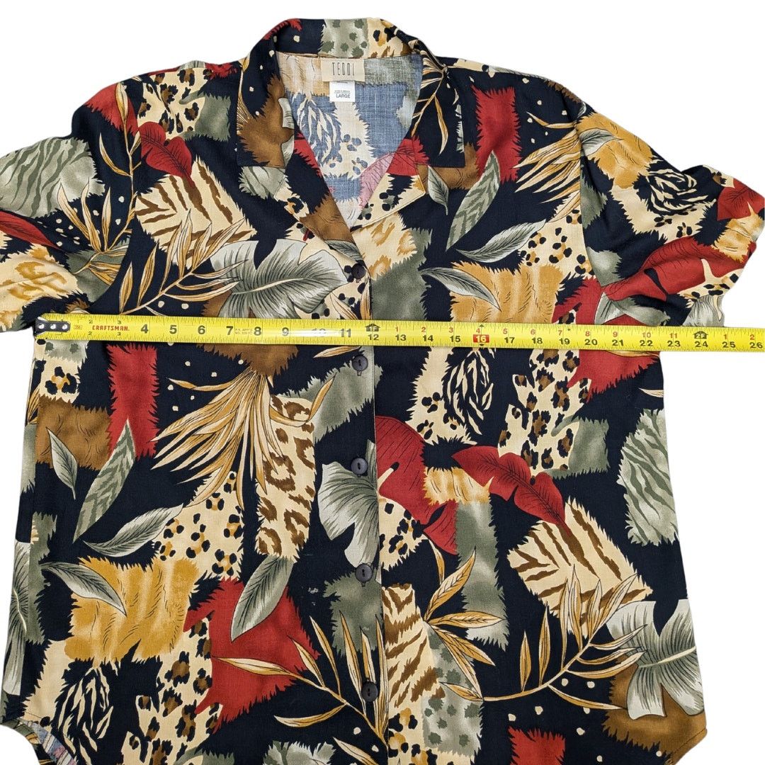 Vintage Vintage Teddi Tropical Print Short Sleeve Button Up Size L / US 10 / IT 46 - 5 Thumbnail