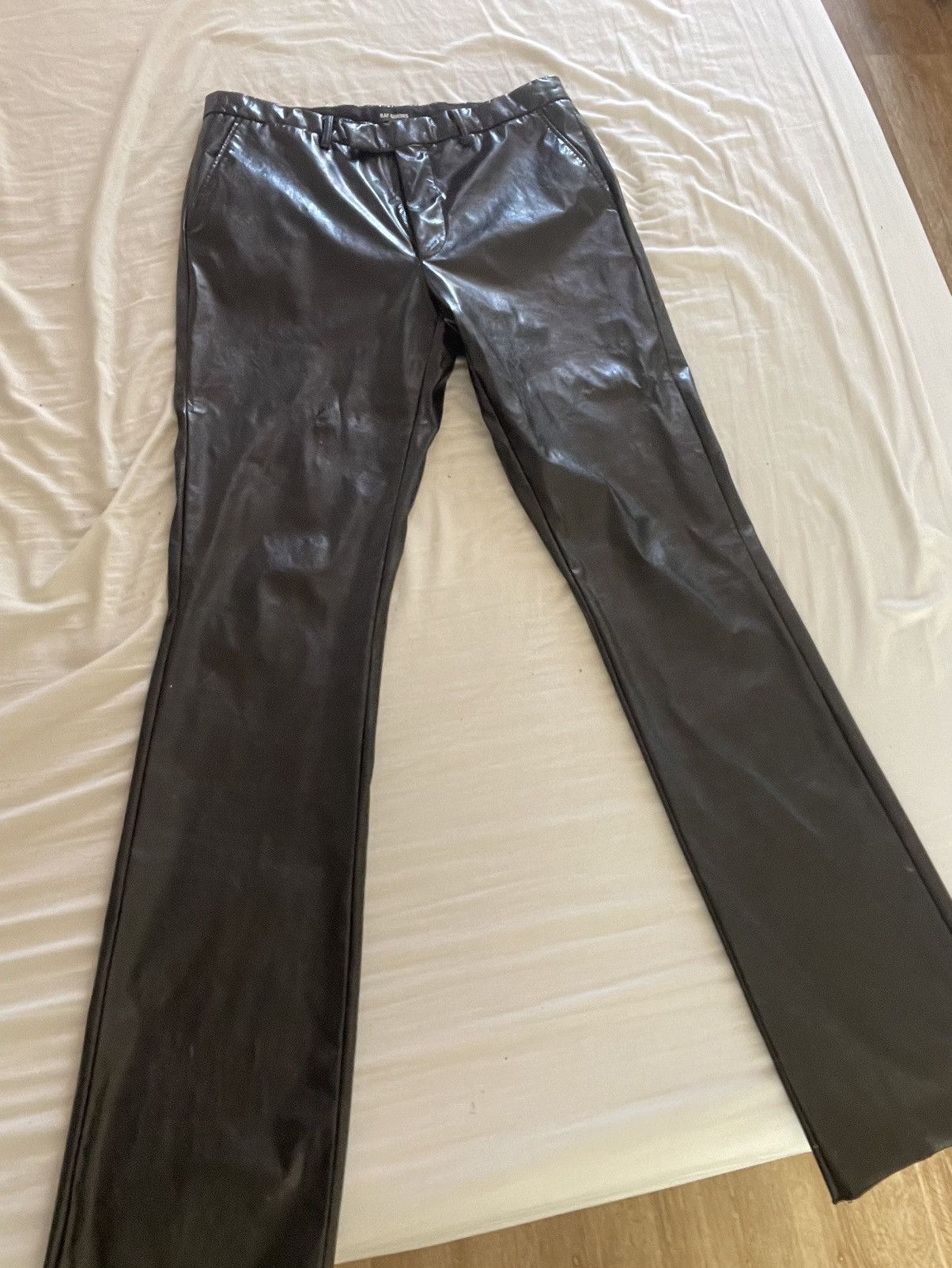 image of Raf Simons Faux Leather Pants in Black, Men's (Size 30)