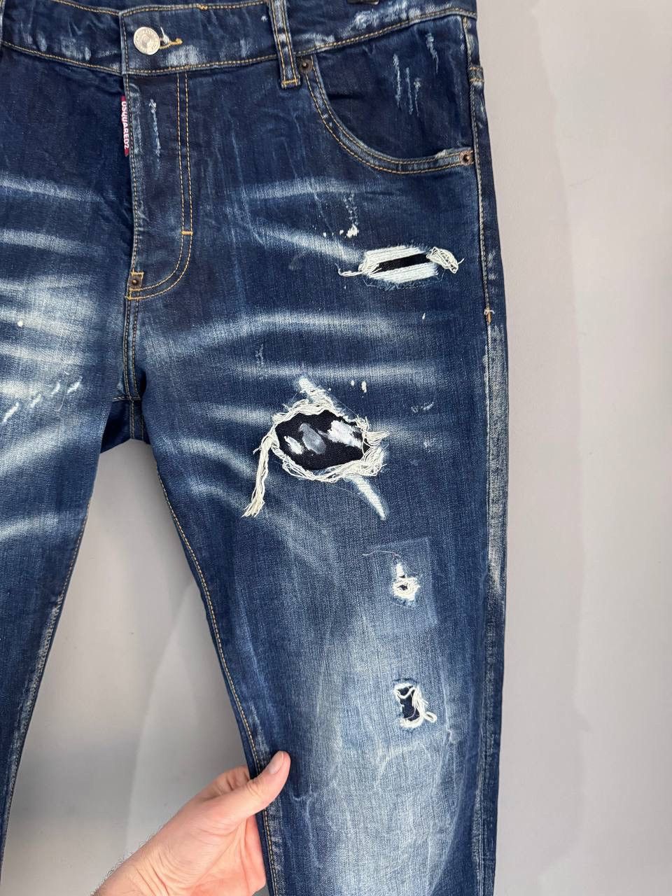 Dsquared2 Dsquared2 Blue Distressed Men's Slim Jeans Size 54 / W35 L32 Size US 35 - 8 Thumbnail