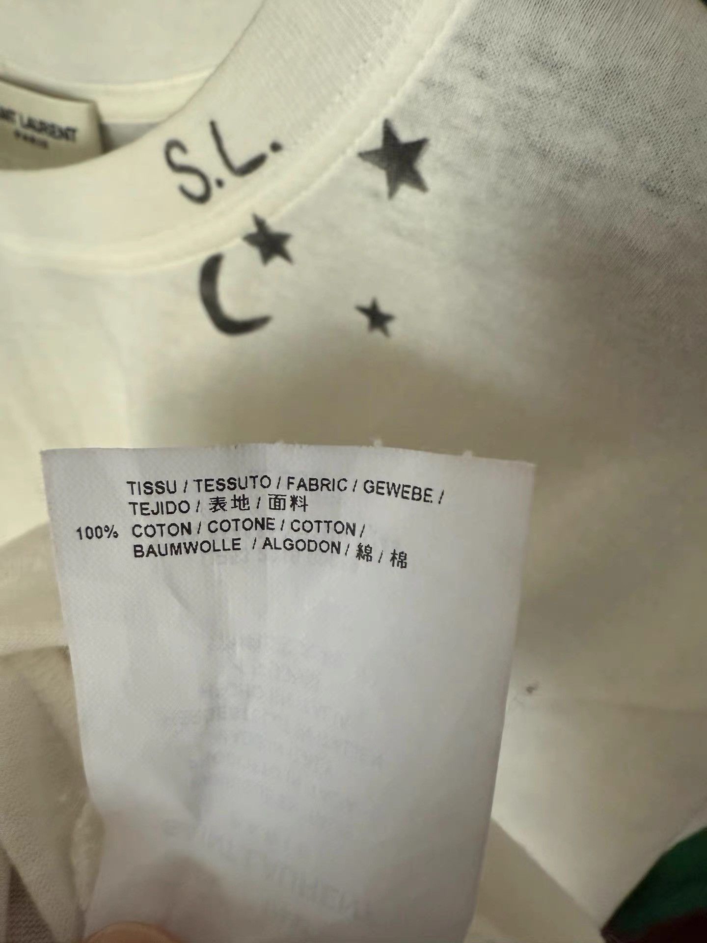 Saint Laurent Paris Saint Laurent star and moon T-shirt K33 Size US M / EU 48-50 / 2 - 6 Thumbnail