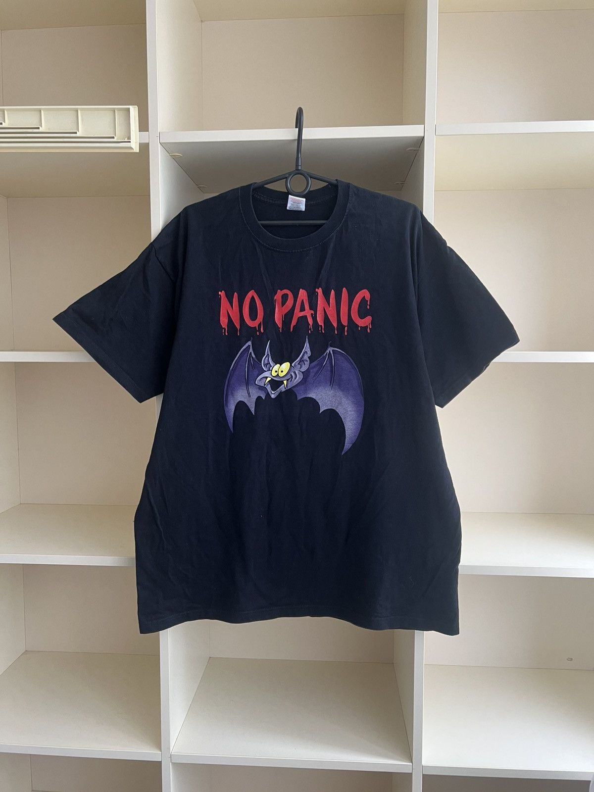 Vintage Vintage No Panic Be Relaxed Bat T-Shirt Black Funny Graphic Size US XL / EU 56 / 4 - 2 Thumbnail