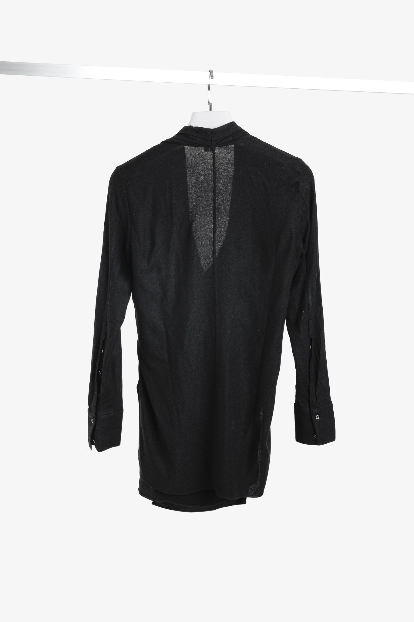 Helmut Lang Helmut Lang Black Fold Over Draped Viscose-Blend Top Size S / US 4 / IT 40 - 2 Thumbnail