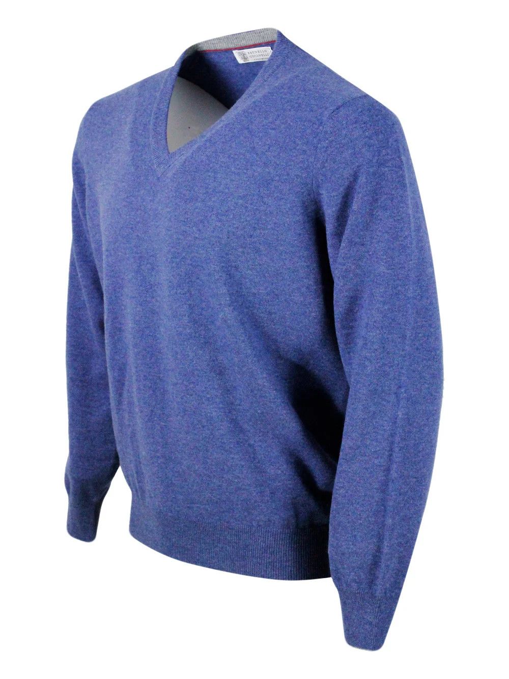 Brunello Cucinelli o1w1db10425 Cashmere V-Neck Knitted Jumper in Blue Size US XL / EU 56 / 4 - 3 Thumbnail