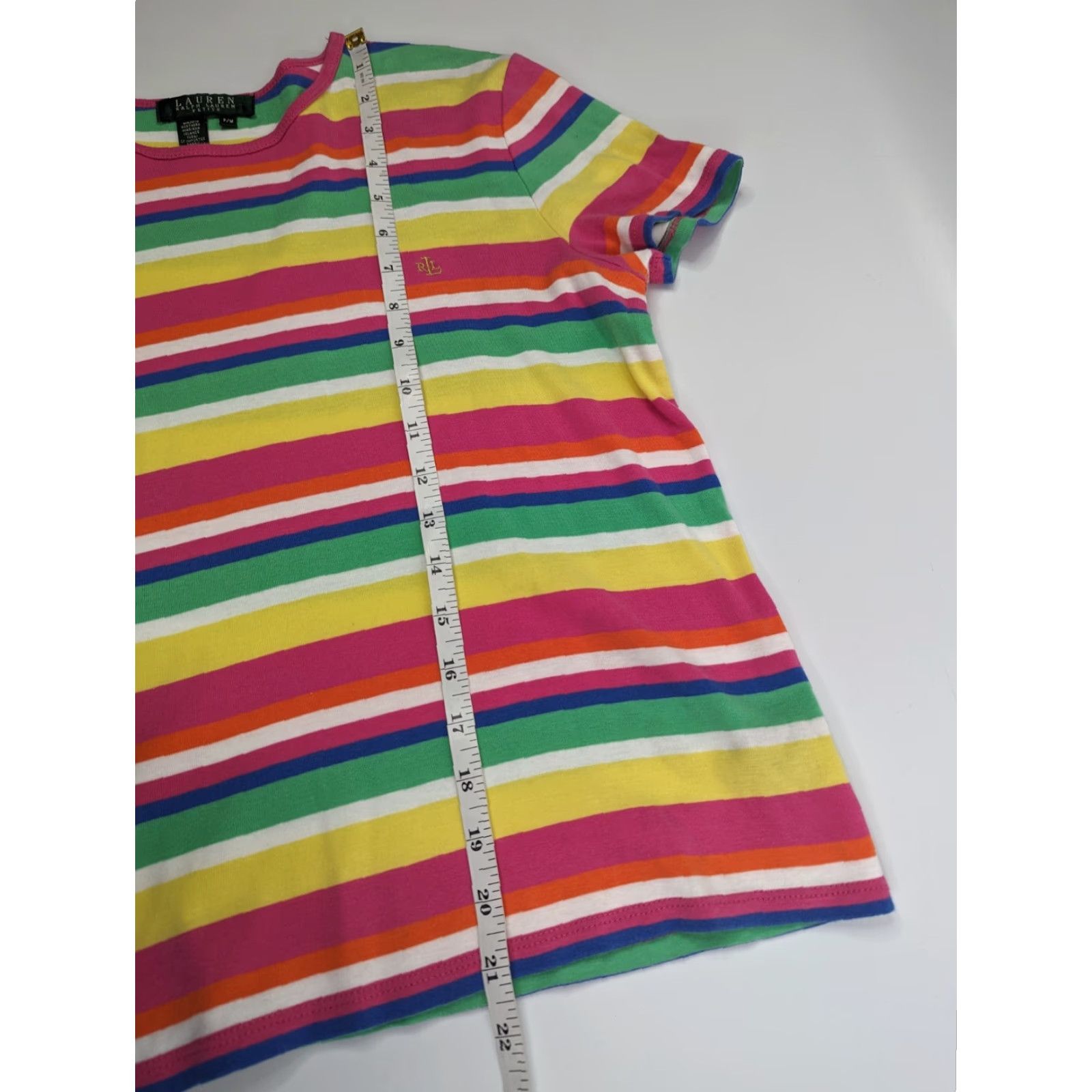 Ralph Lauren Lauren Ralph Lauren Womens M Petite Striped Short Sleeve Crewneck Tee Shirt Color Multicolor Cotton T-Shirt Women Petite Size M / US 6-8 / IT 42-44 - 4 Thumbnail