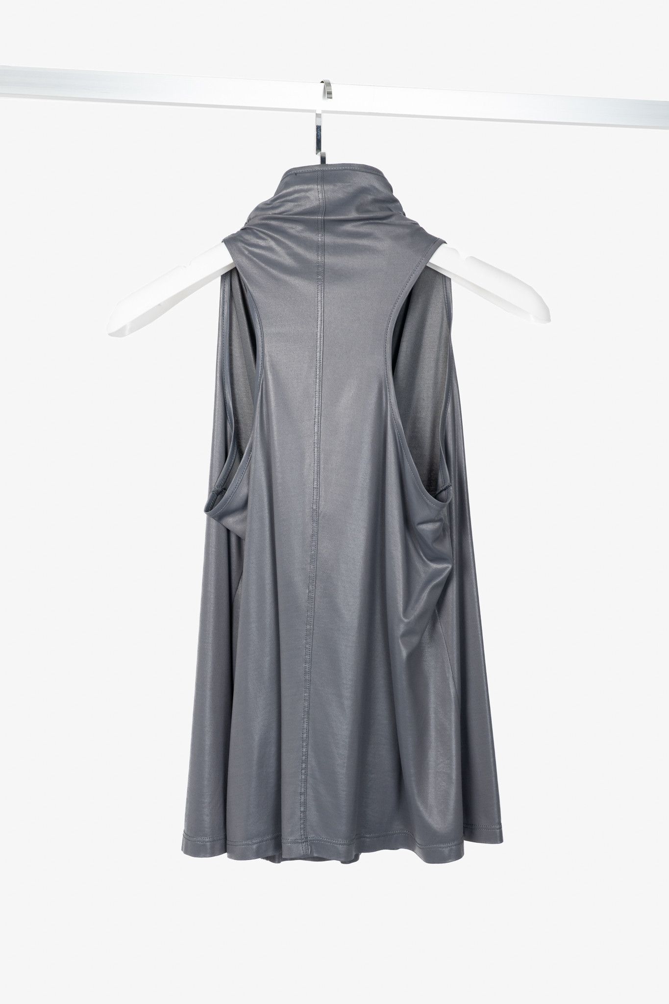 Sarah Pacini Sarah Pacini Shiny Grey Jersey Cowl Tank Size S / US 4 / IT 40 - 2 Thumbnail