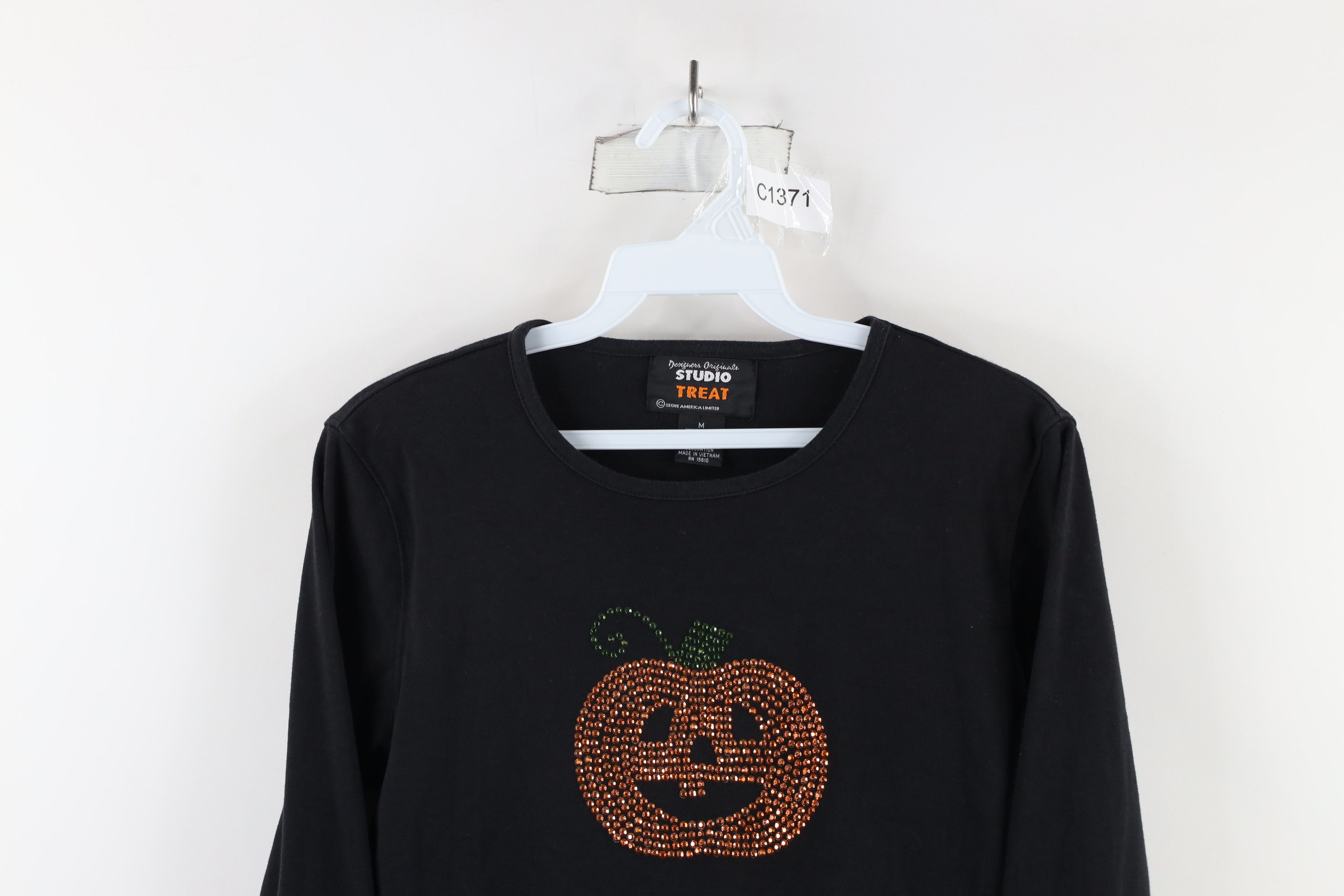 Vintage Vintage 90s Streetwear Halloween Sequin Pumpkin T-Shirt Size M / US 6-8 / IT 42-44 - 2 Thumbnail