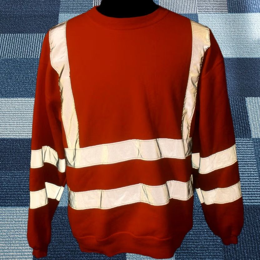 Vintage VINTAGE Safety Gear USA Hi-Viz Blaze Orange Adult M Hi-Vis Crewneck Pullover Sweatshirt Jacket Unisex, 22.5" Pit to Pit, 23" Sleeve, 28" Length Size US M / EU 48-50 / 2 - 1 Thumbnail