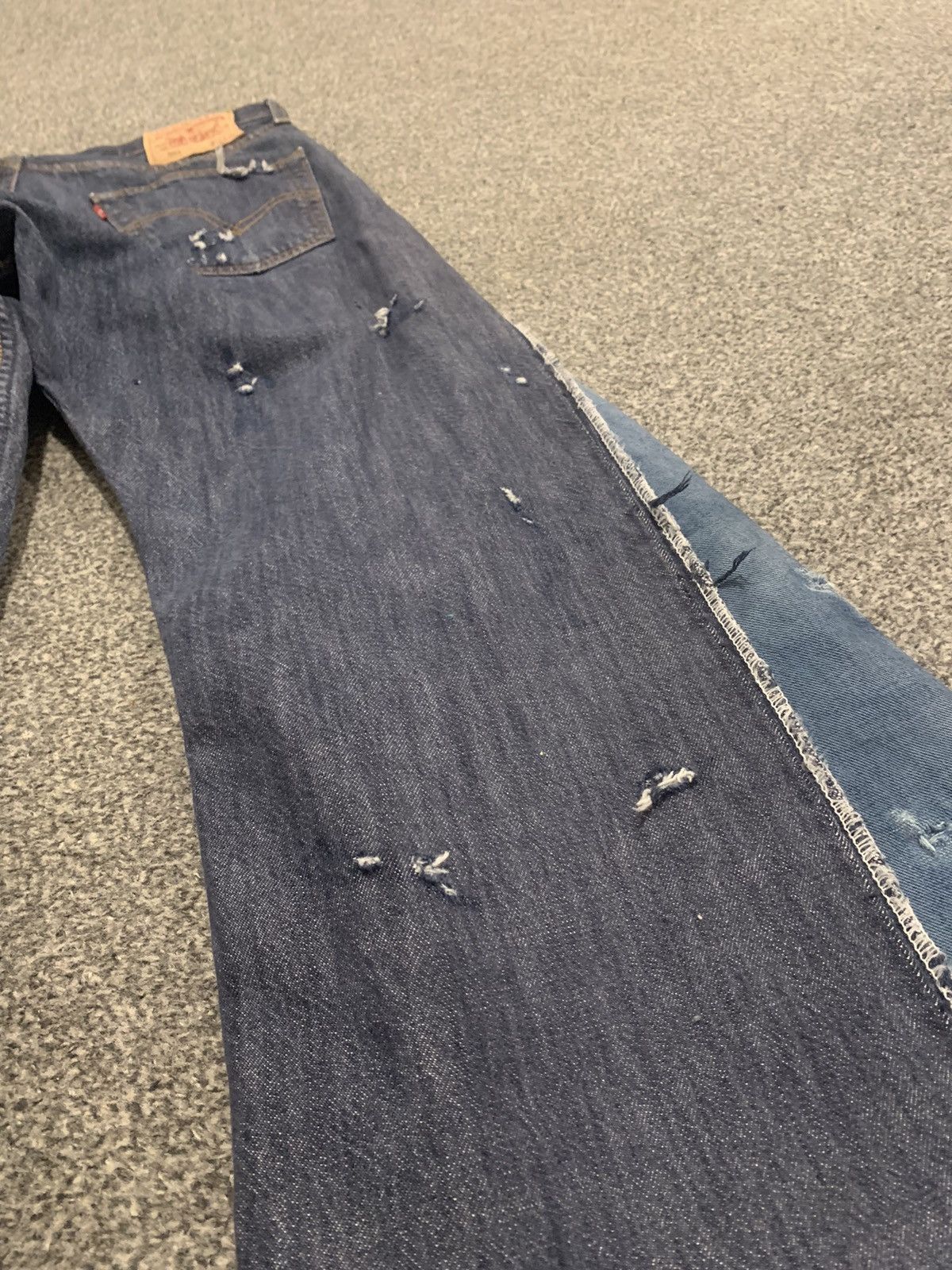 Japanese Brand Wide Patchwork Distressed Flared Denim Y2K Opium Pants Size US 33 - 4 Thumbnail