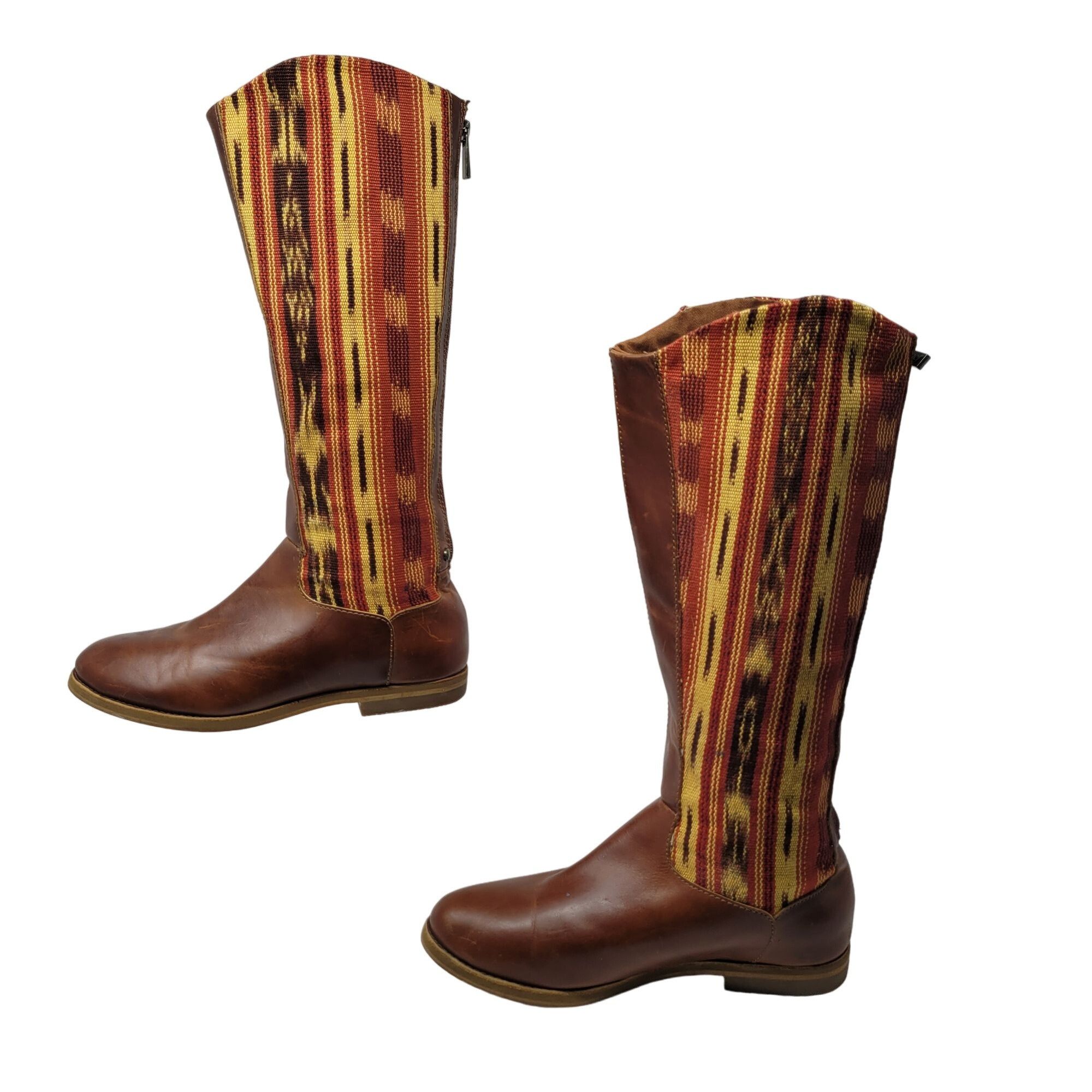 REEF Reef Santa Marta Leather Tapestry Tall Boots 7 Brown Hippie Size US 7 / IT 37 - 4 Thumbnail