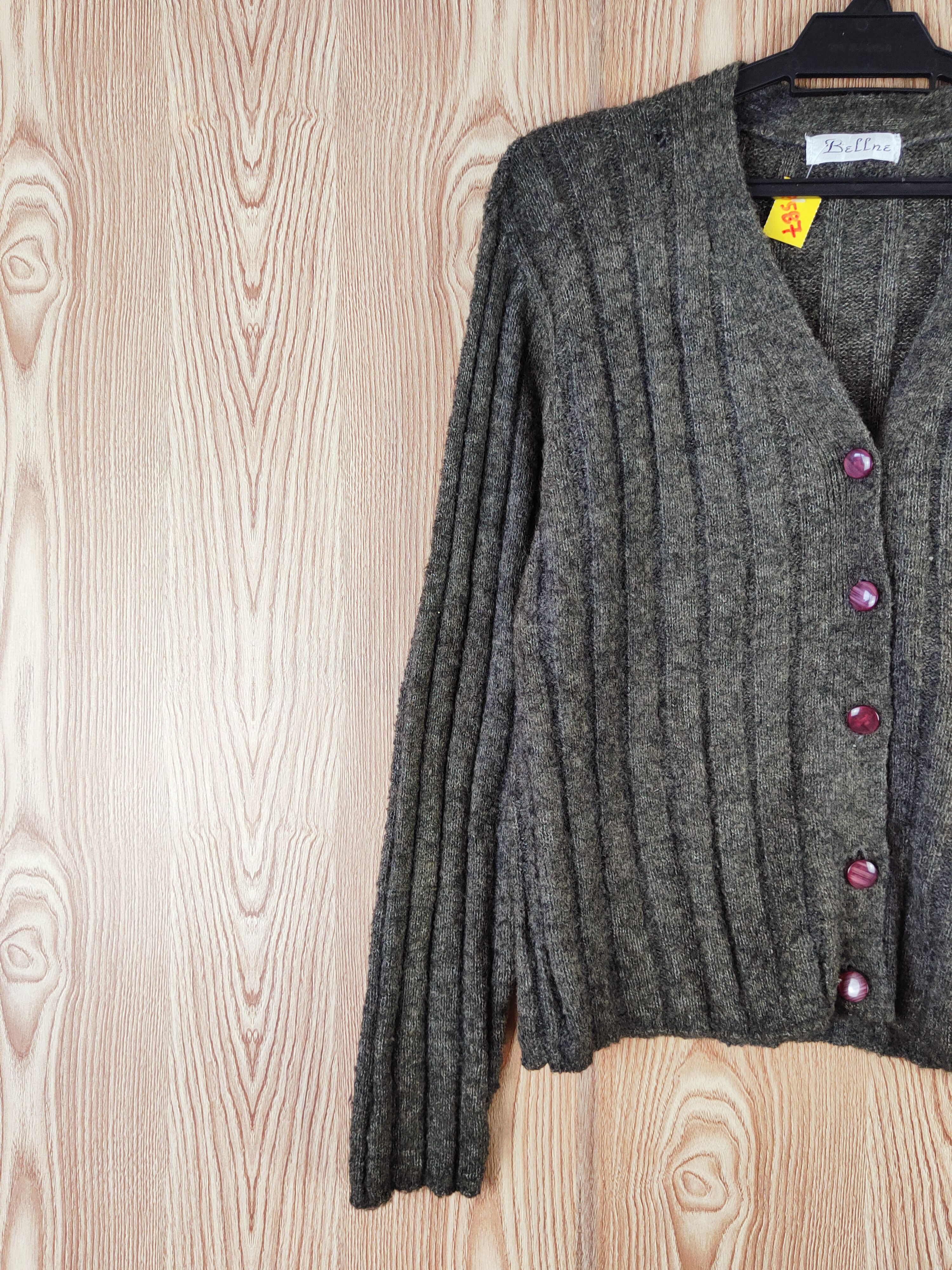 Aran Isles Knitwear × Japanese Brand Bellne Dark Gray Knitwear Cardigan #W587 Size M / US 6-8 / IT 42-44 - 4 Thumbnail