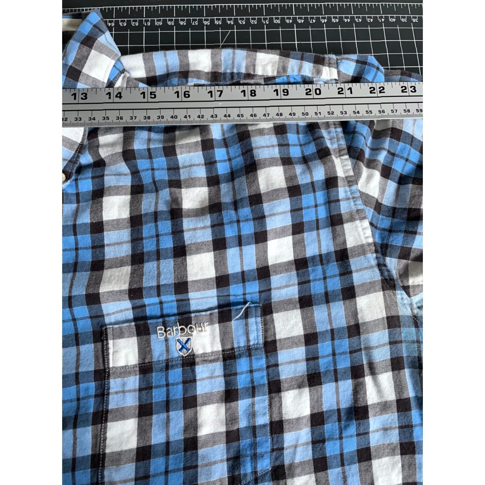 Barbour Barbour Shirt Mens XL Blue Plaid Flannel Lightweight Button-Up Long Sleeve Embroidered Pocket Casual Workwear Mens Size US XL / EU 56 / 4 - 7 Thumbnail