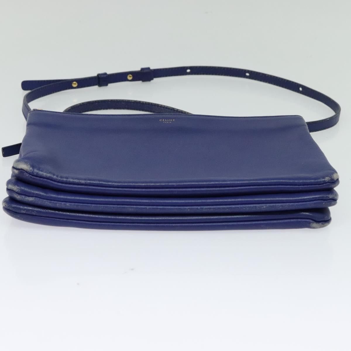 Celine CELINE Trio Shoulder Bag Leather Blue Gold Size ONE SIZE - 9 Thumbnail